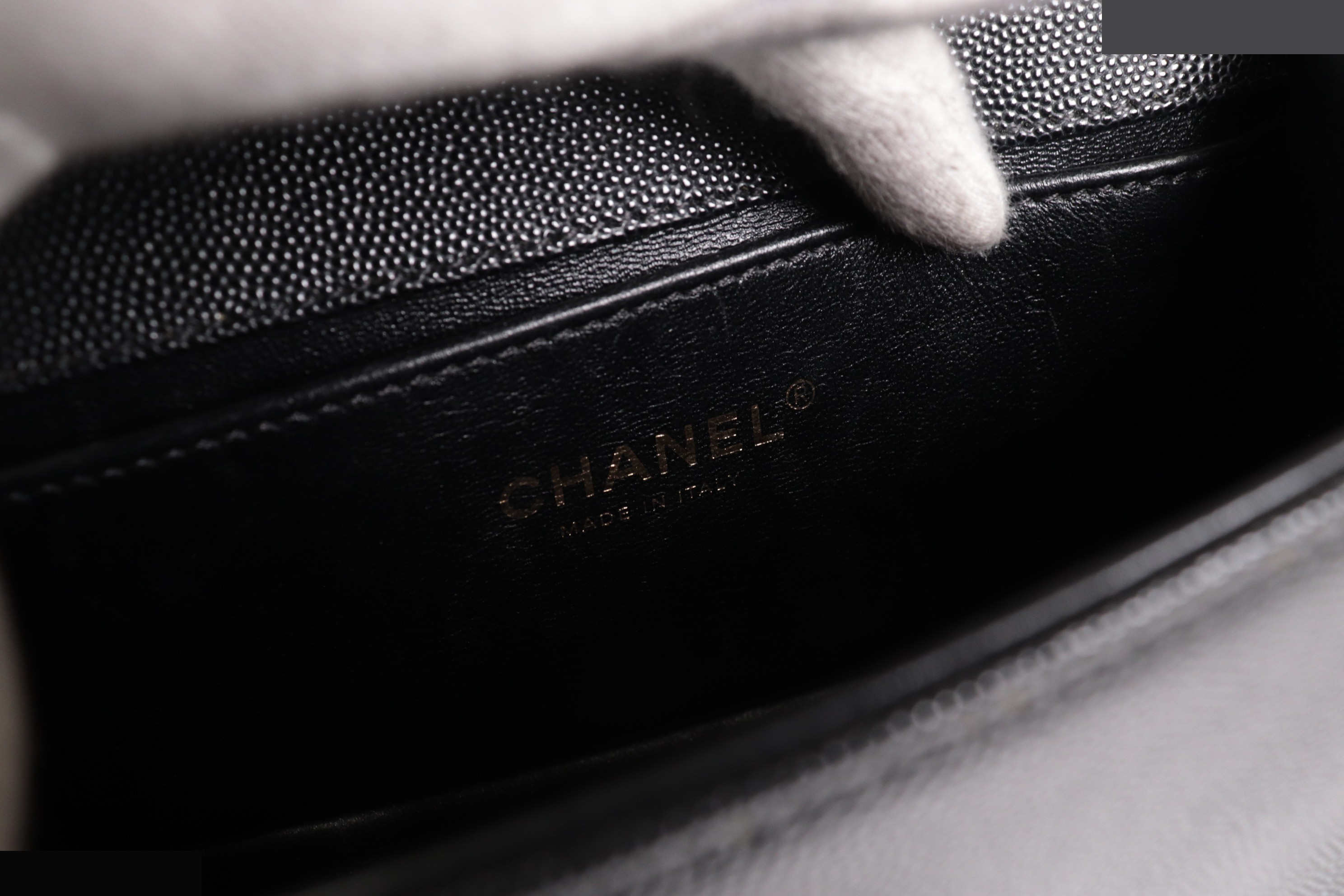 Boy Chanel Caviar Chain Shoulder Bag — view 8