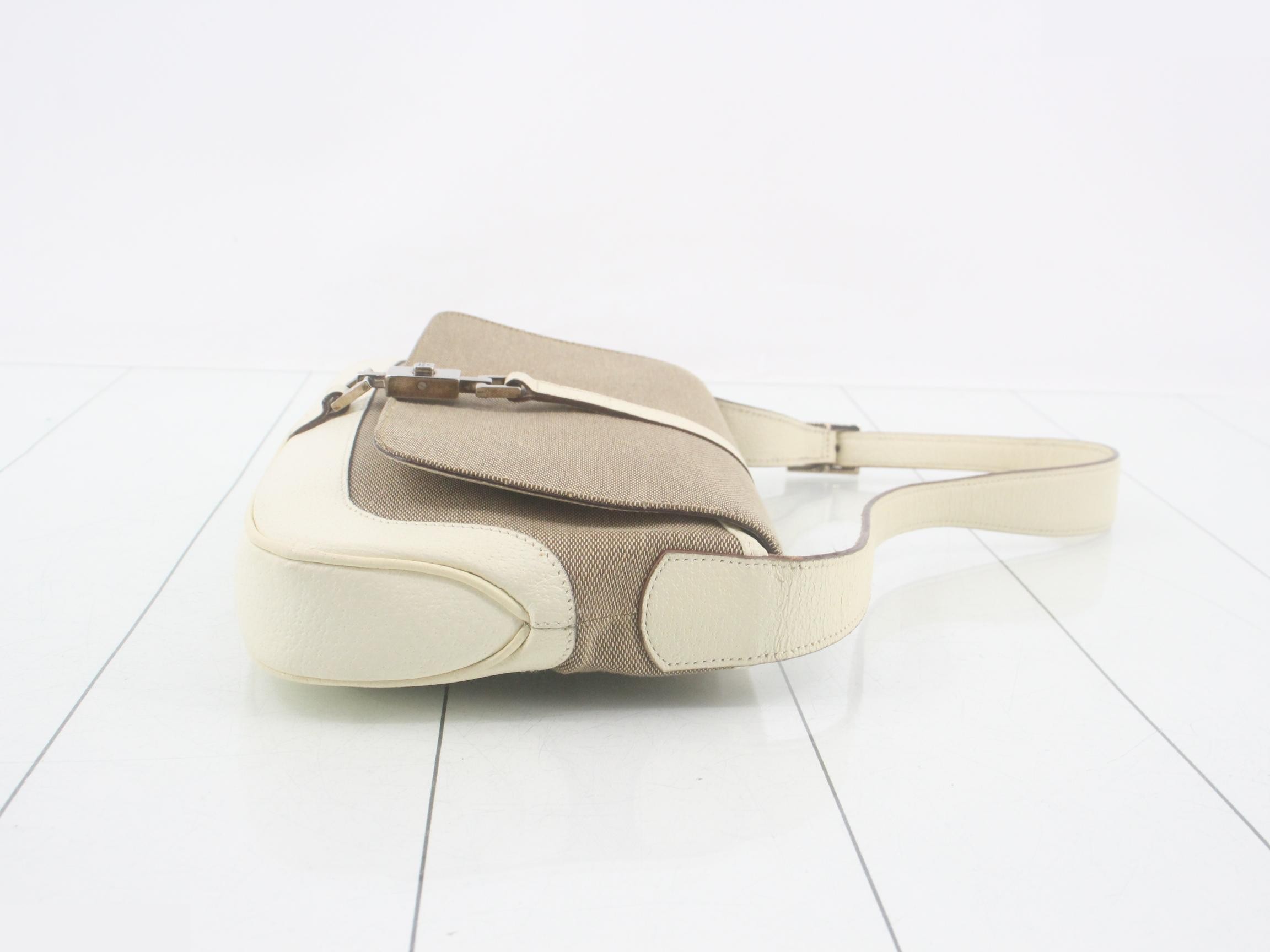 001.3824 Jackie One-Shoulder Bag, Canvas, Beige — view 3