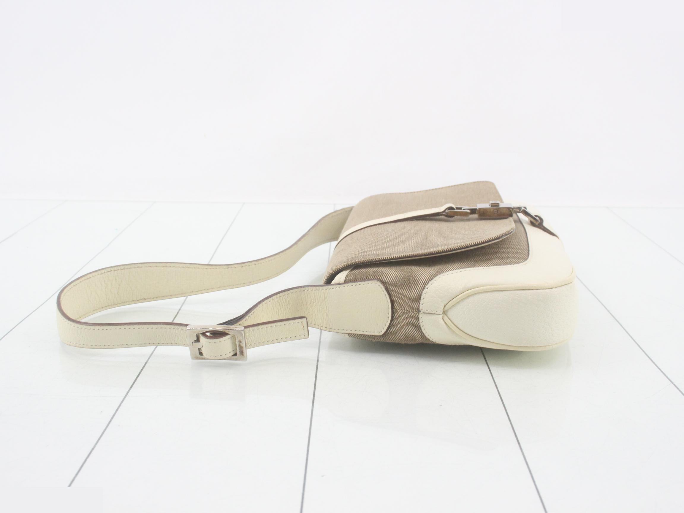 001.3824 Jackie One-Shoulder Bag, Canvas, Beige — view 4