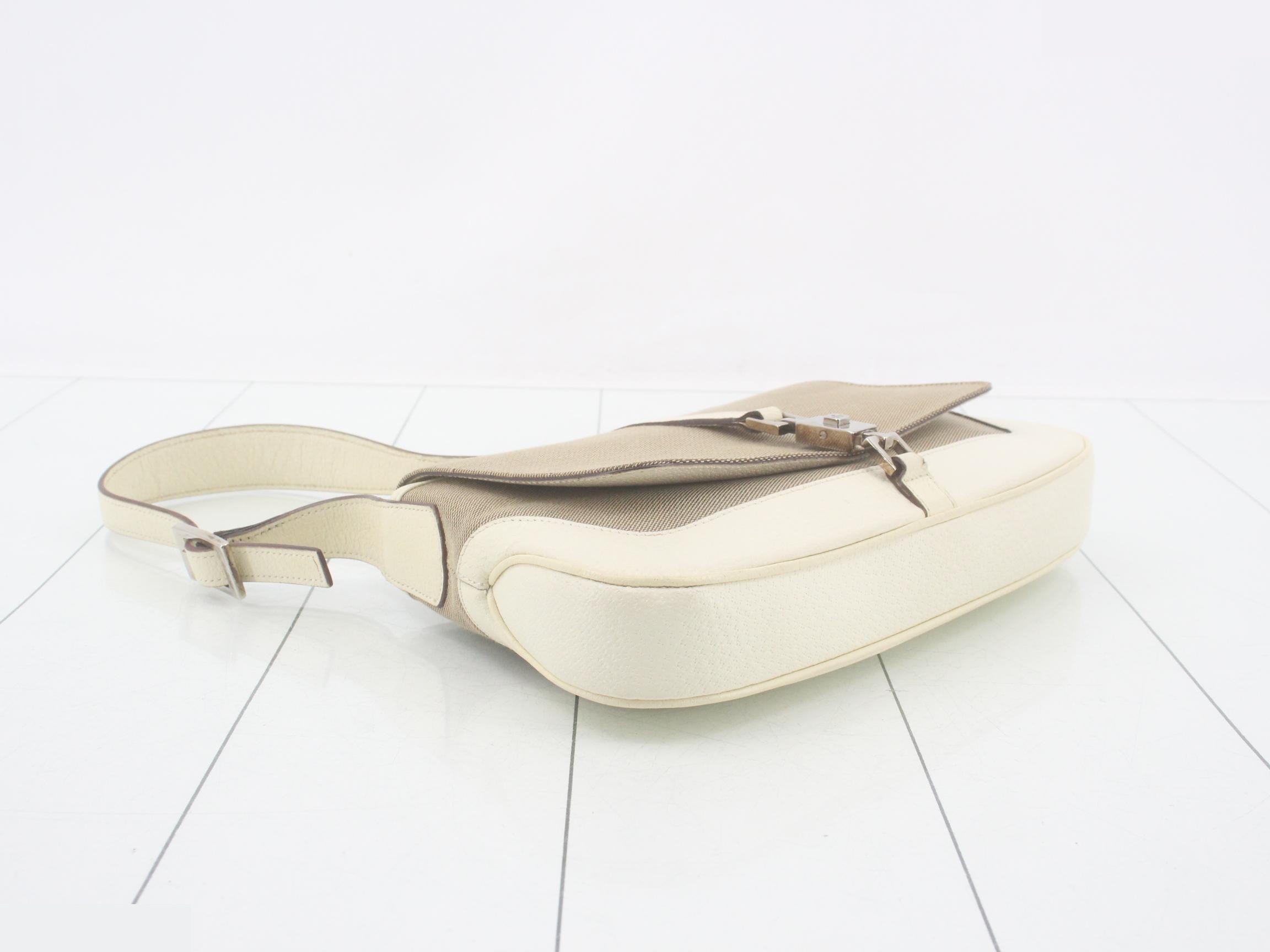 001.3824 Jackie One-Shoulder Bag, Canvas, Beige — view 5