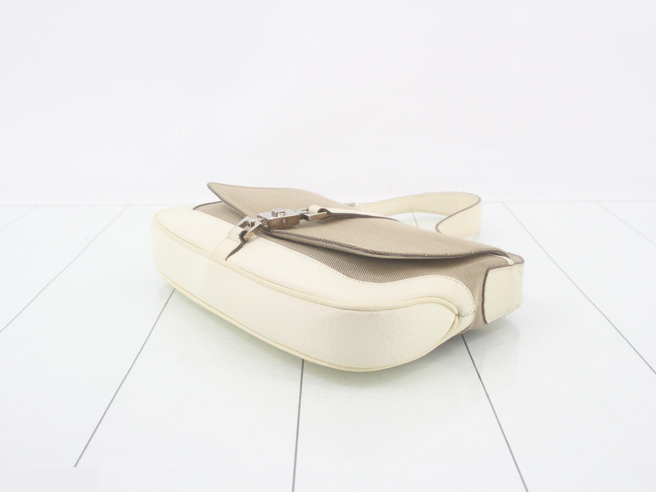 001.3824 Jackie One-Shoulder Bag, Canvas, Beige — view 6