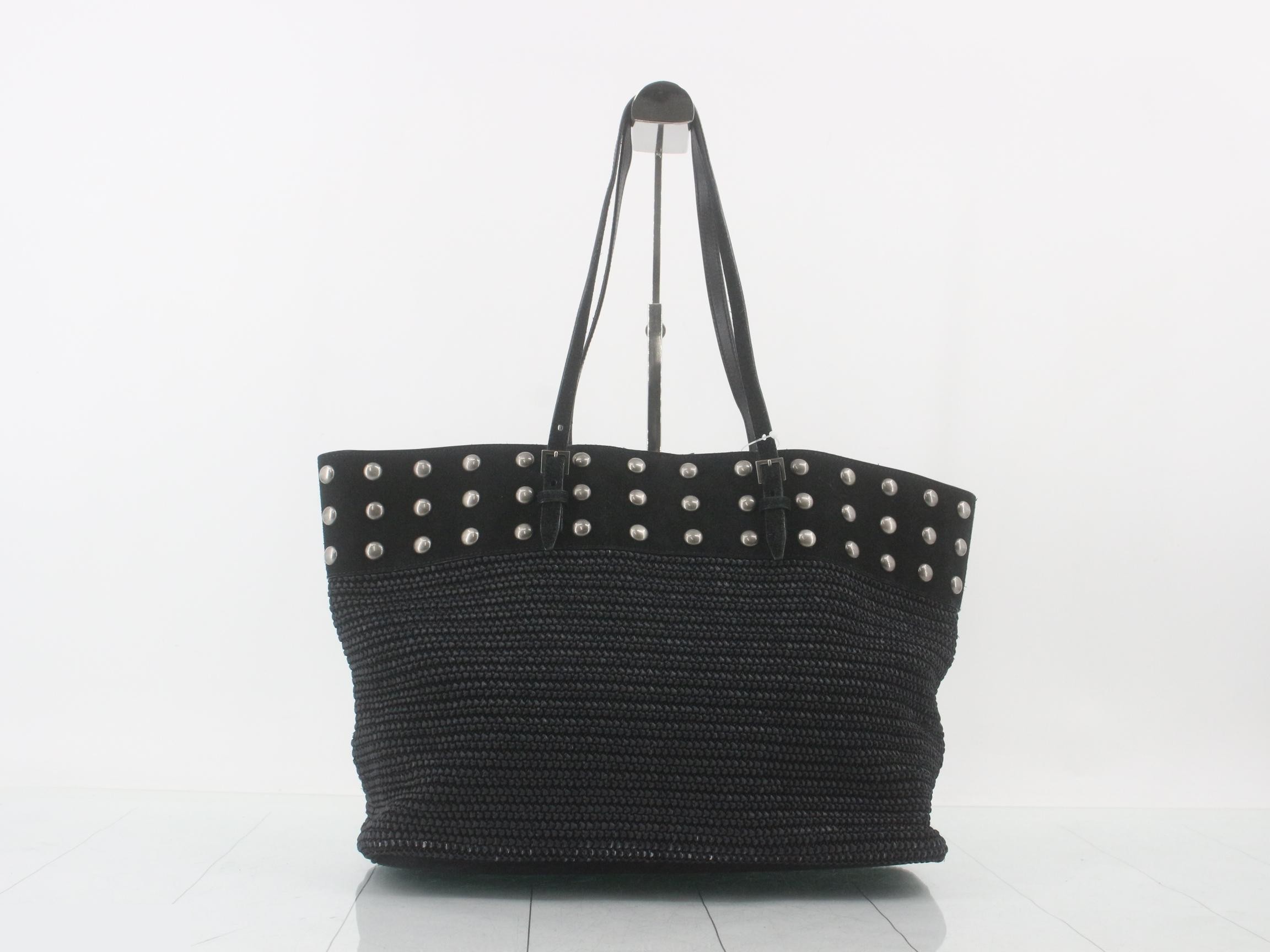 Raffia studded tote bag — view 2