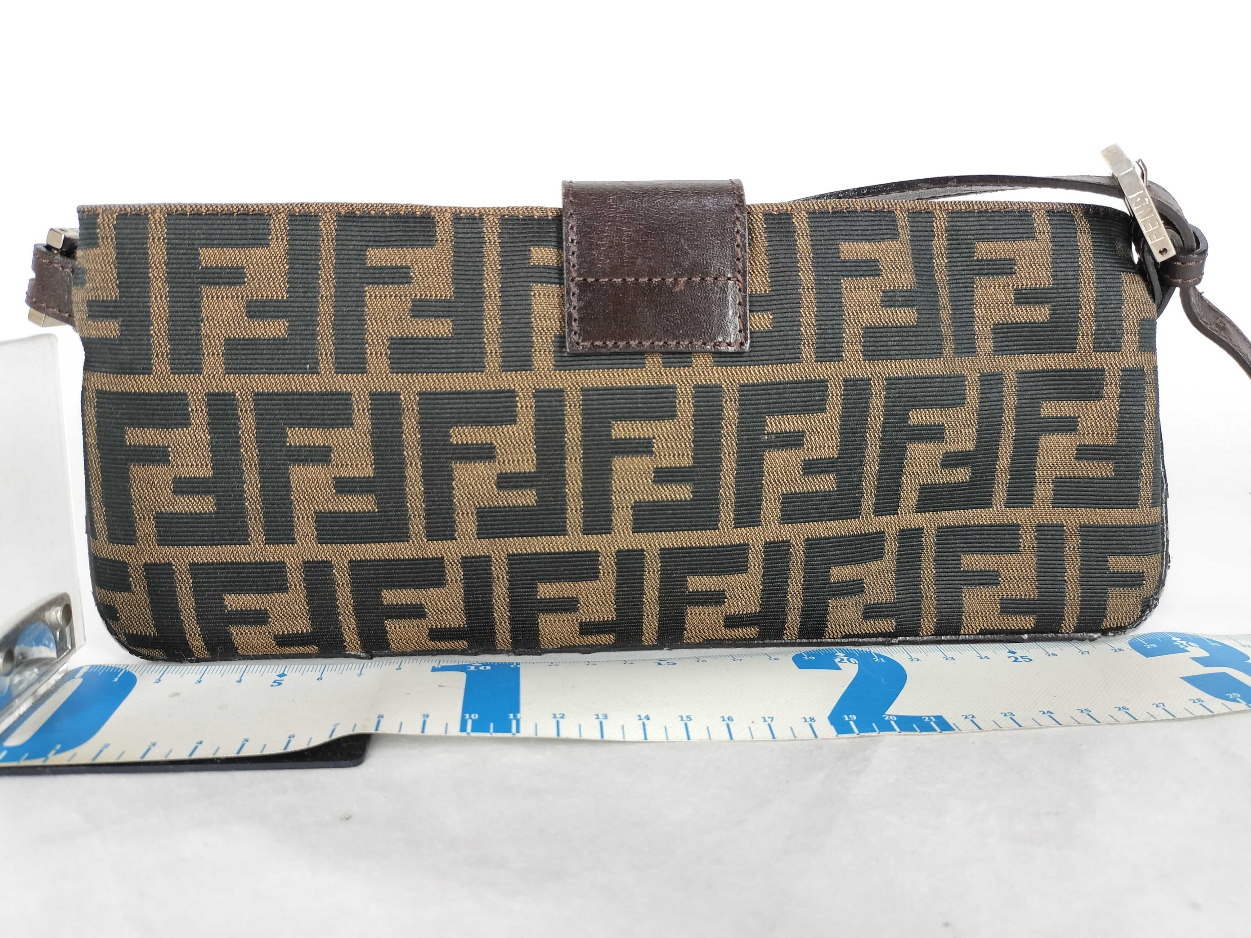 Zucca pattern shoulder bag, canvas and leather, brown. — view 2