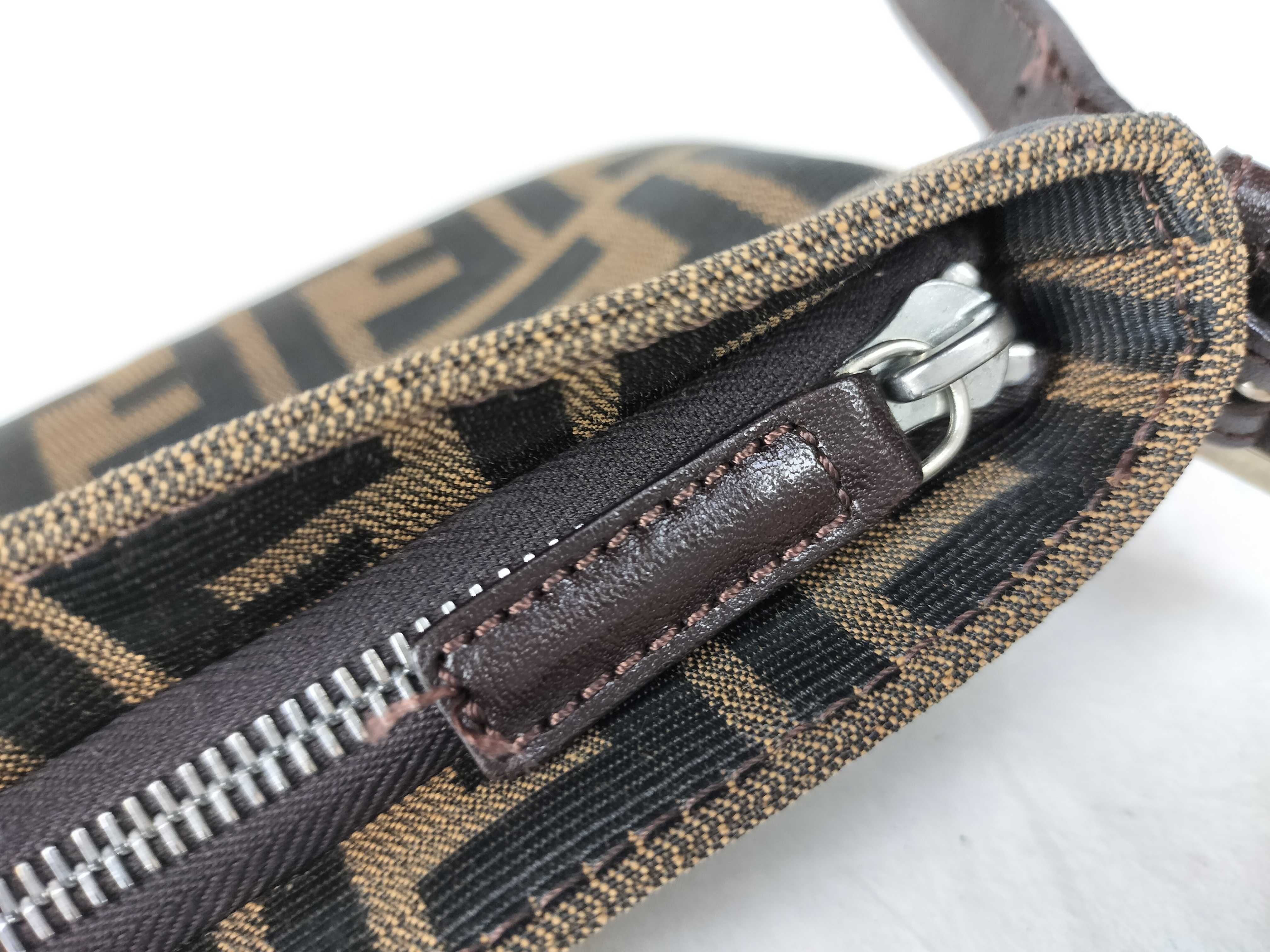 Zucca pattern shoulder bag, canvas and leather, brown. — view 14