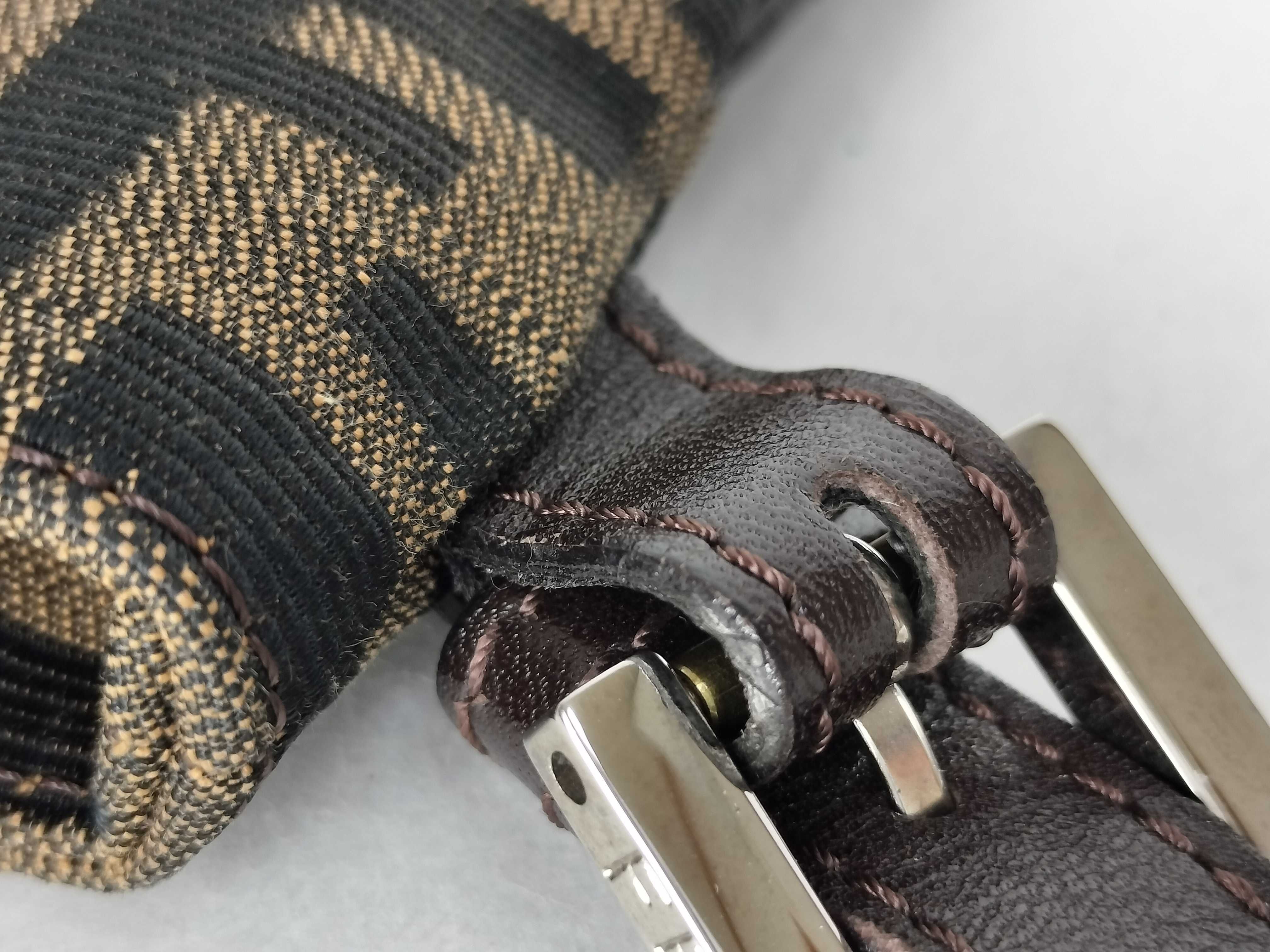 Zucca pattern shoulder bag, canvas and leather, brown. — view 5