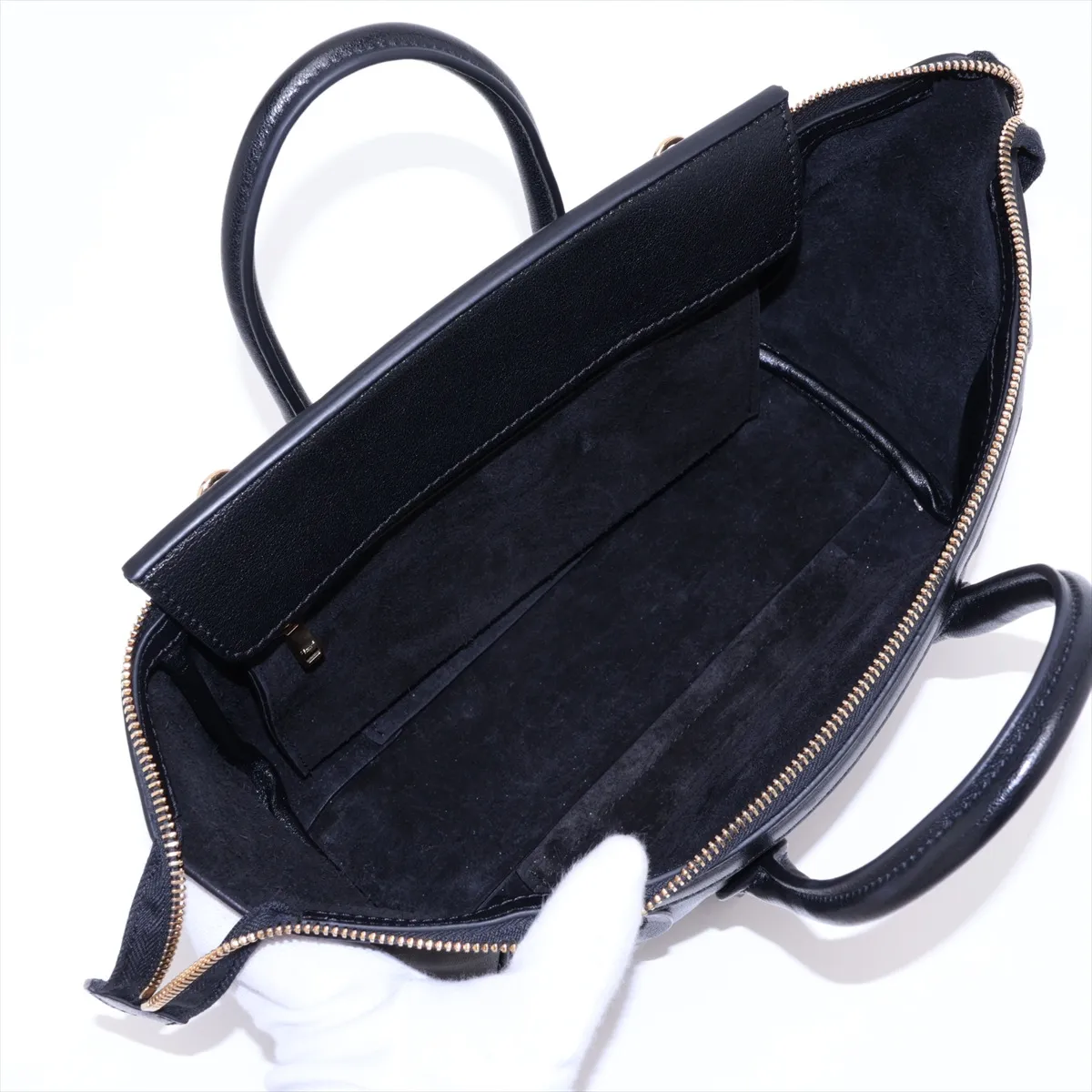 Little New Luggage Leather 2-Way Handbag, Black — view 8