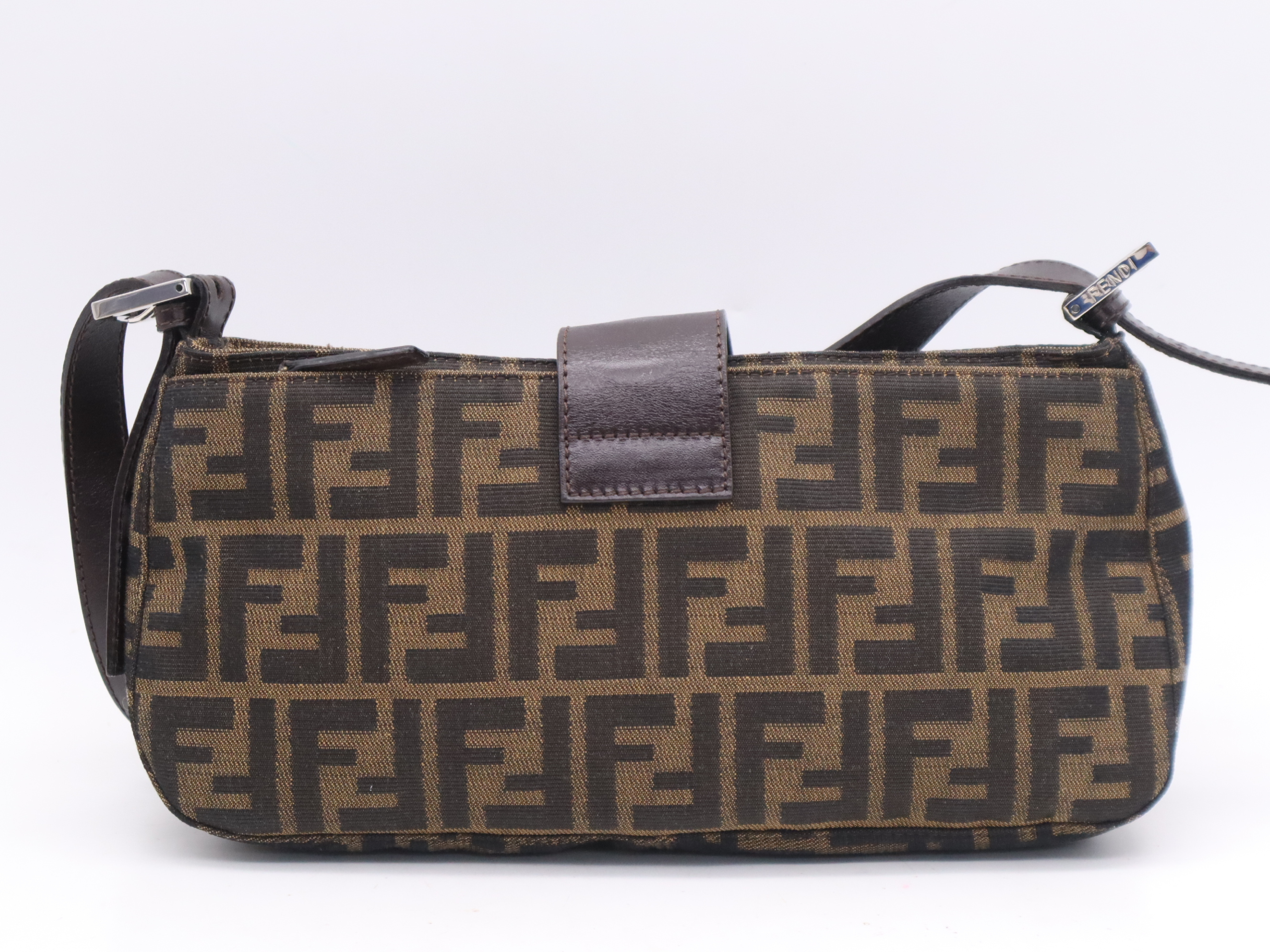 Zucca One-Shoulder Bag, Brown/Black, Silver Hardware, with Dust Bag. — view 2