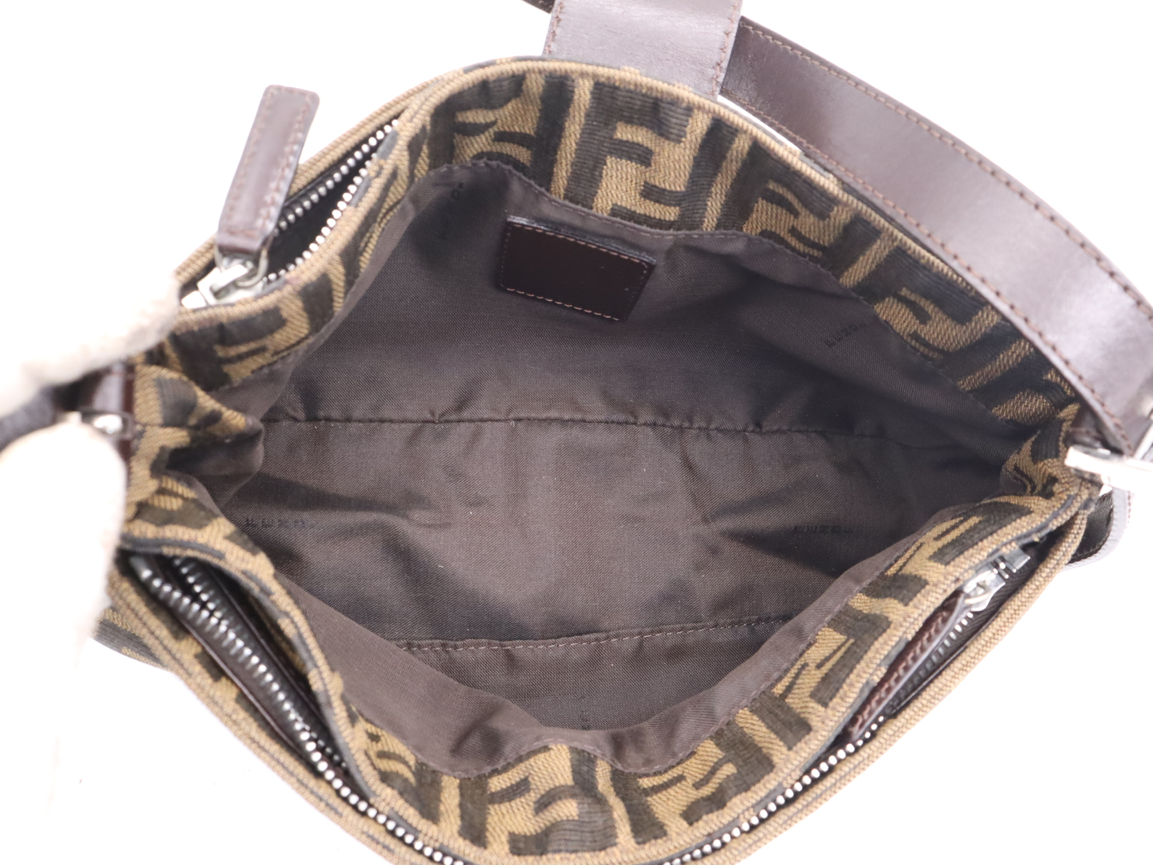 Zucca One-Shoulder Bag, Brown/Black, Silver Hardware, with Dust Bag. — view 11