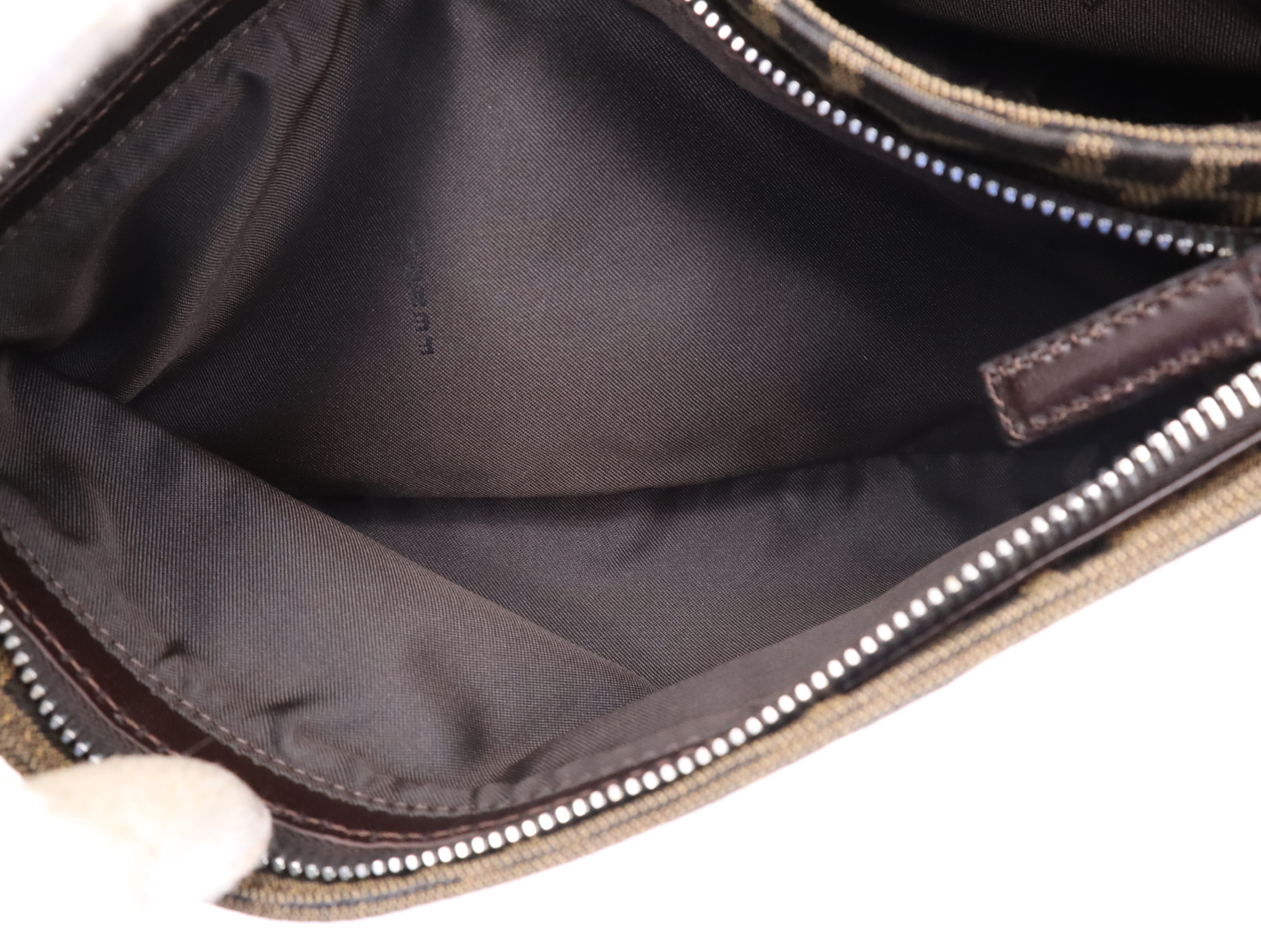 Zucca One-Shoulder Bag, Brown/Black, Silver Hardware, with Dust Bag. — view 12