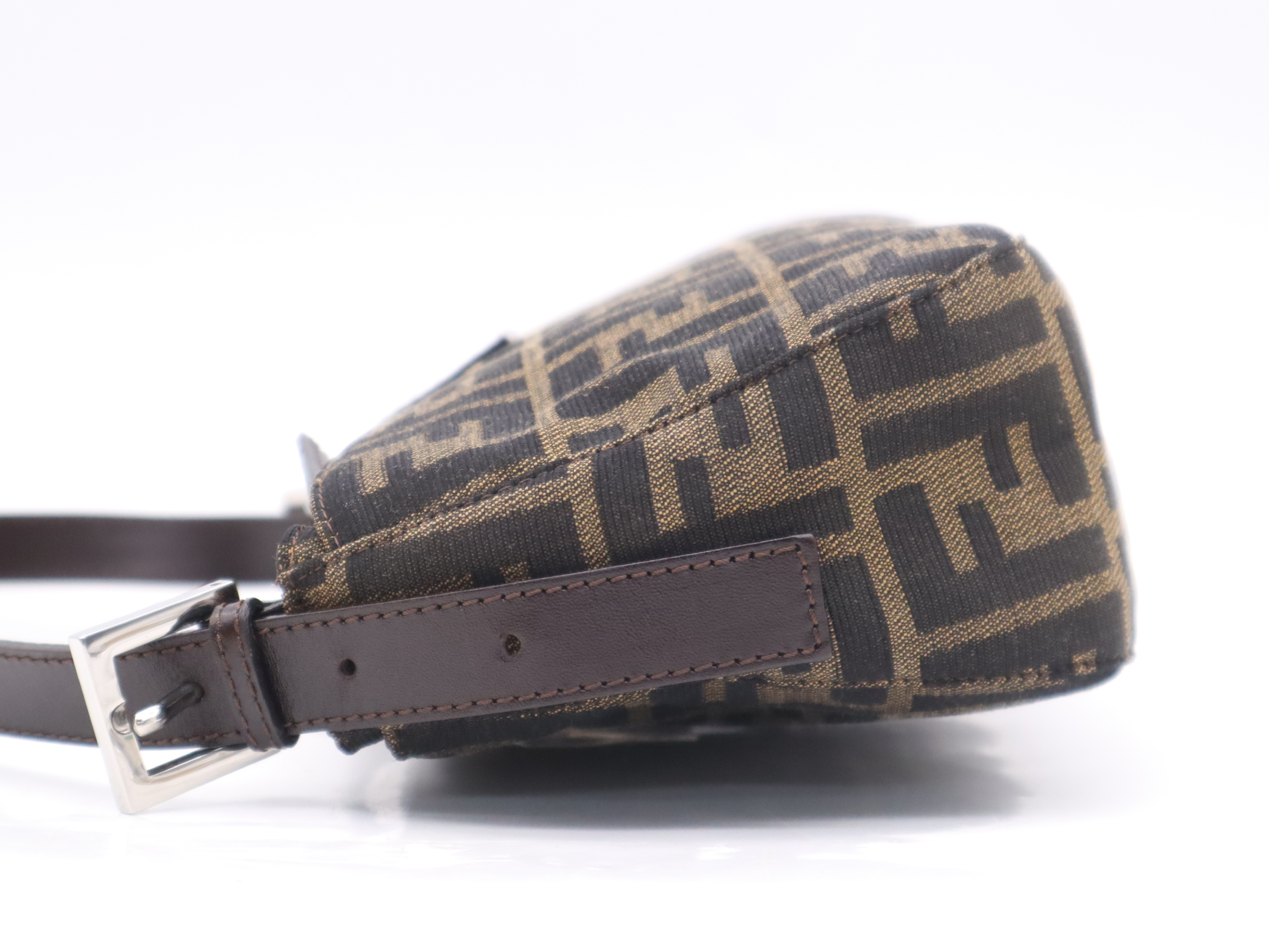 Zucca One-Shoulder Bag, Brown/Black, Silver Hardware, with Dust Bag. — view 3