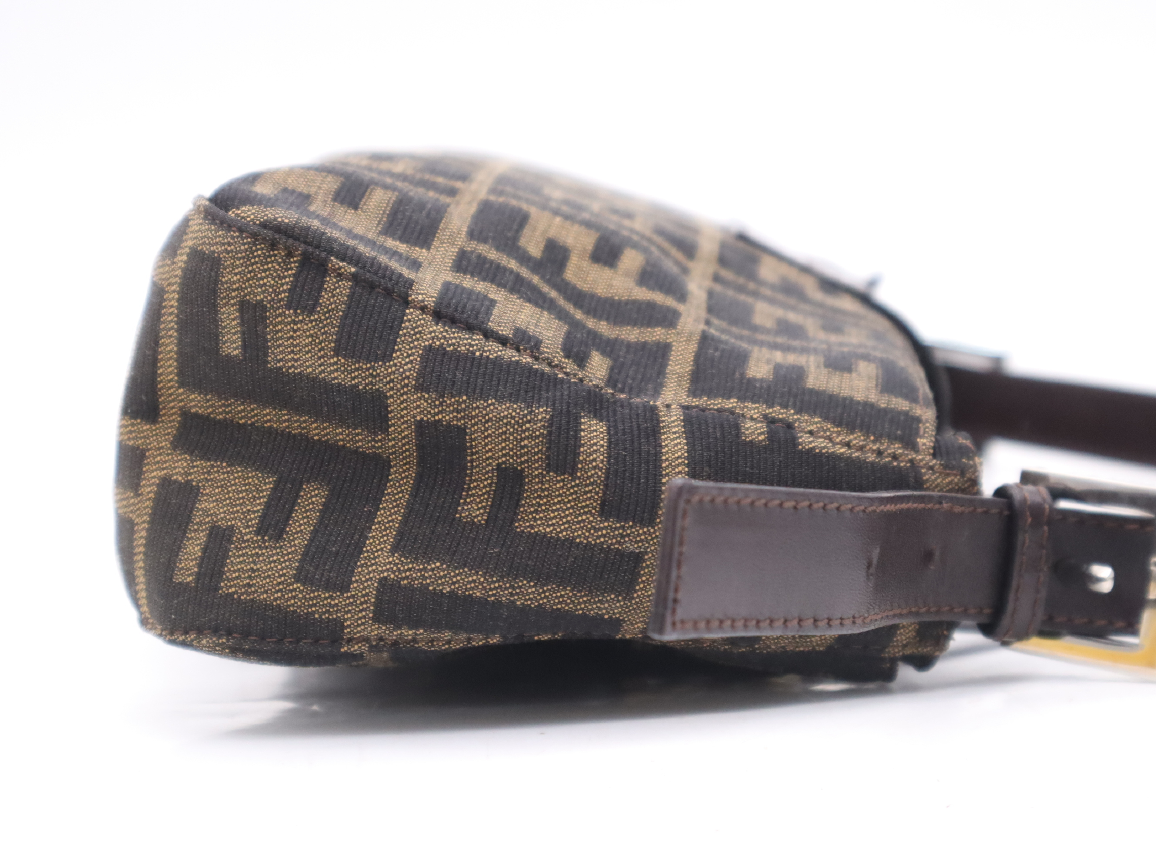 Zucca One-Shoulder Bag, Brown/Black, Silver Hardware, with Dust Bag. — view 5