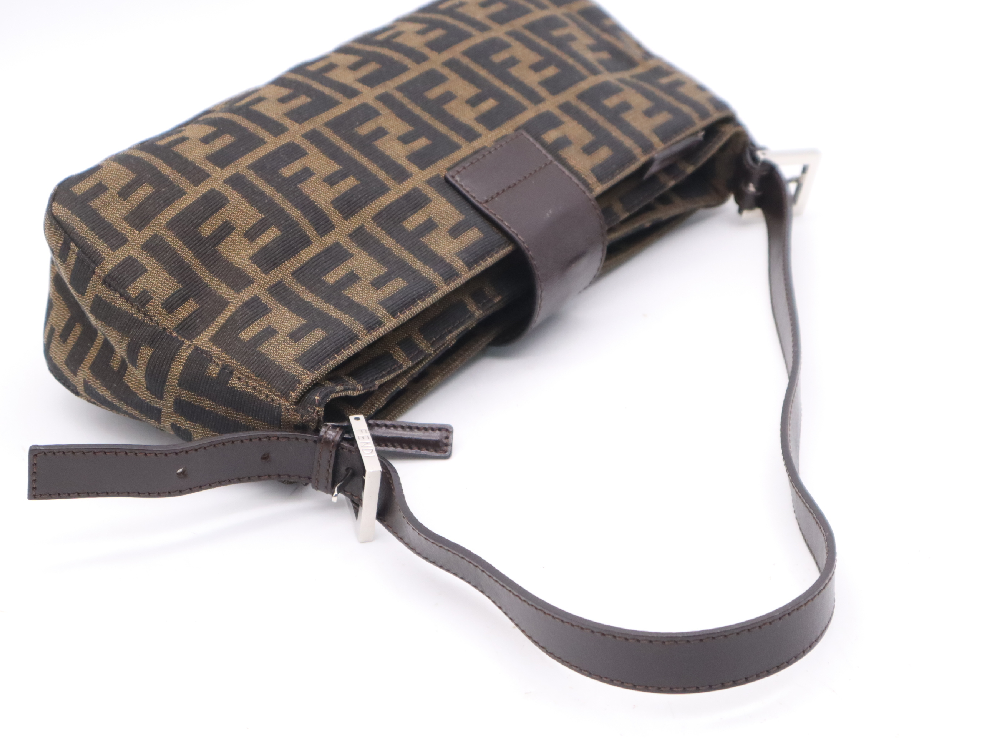 Zucca One-Shoulder Bag, Brown/Black, Silver Hardware, with Dust Bag. — view 6