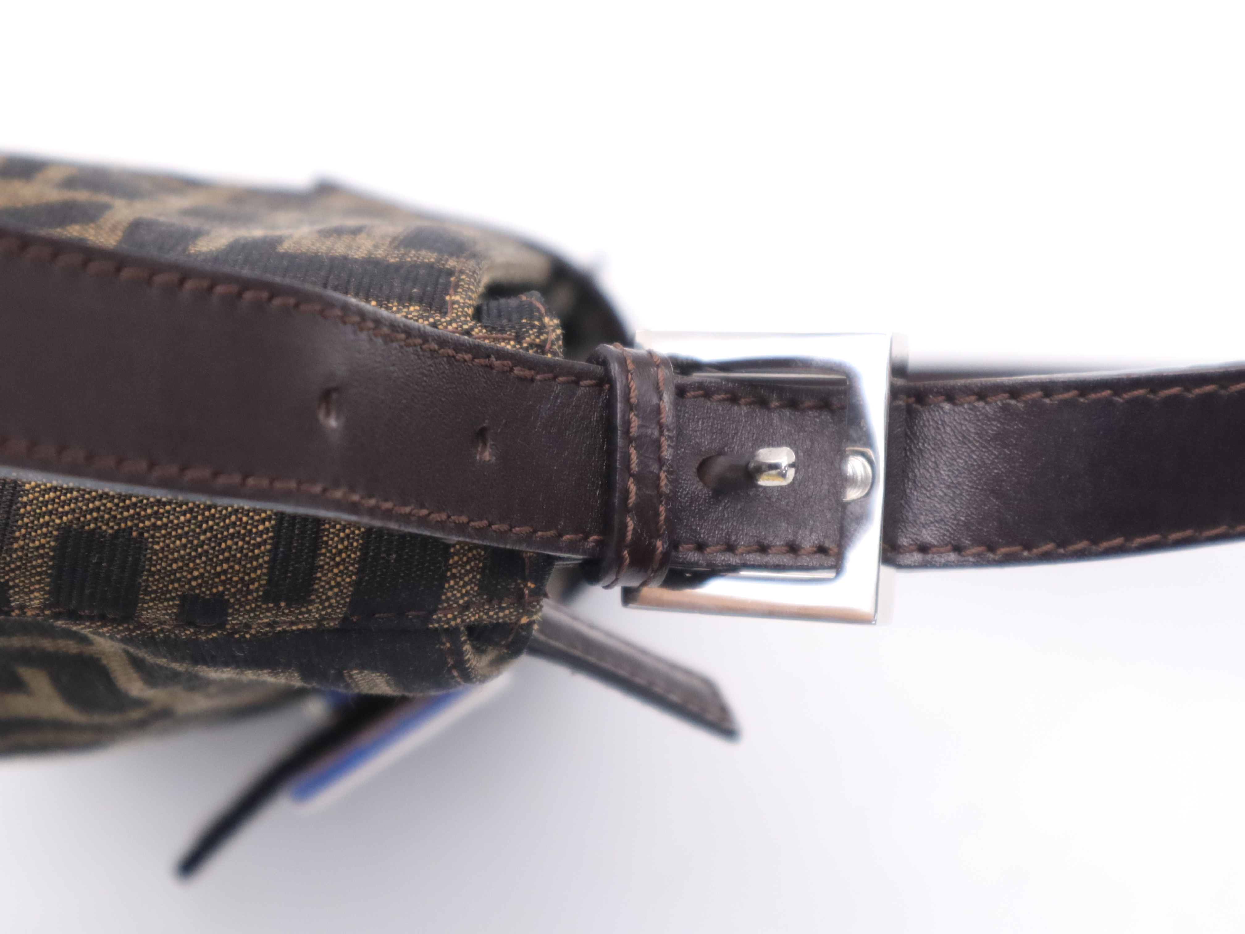 Zucca One-Shoulder Bag, Brown/Black, Silver Hardware, with Dust Bag. — view 7