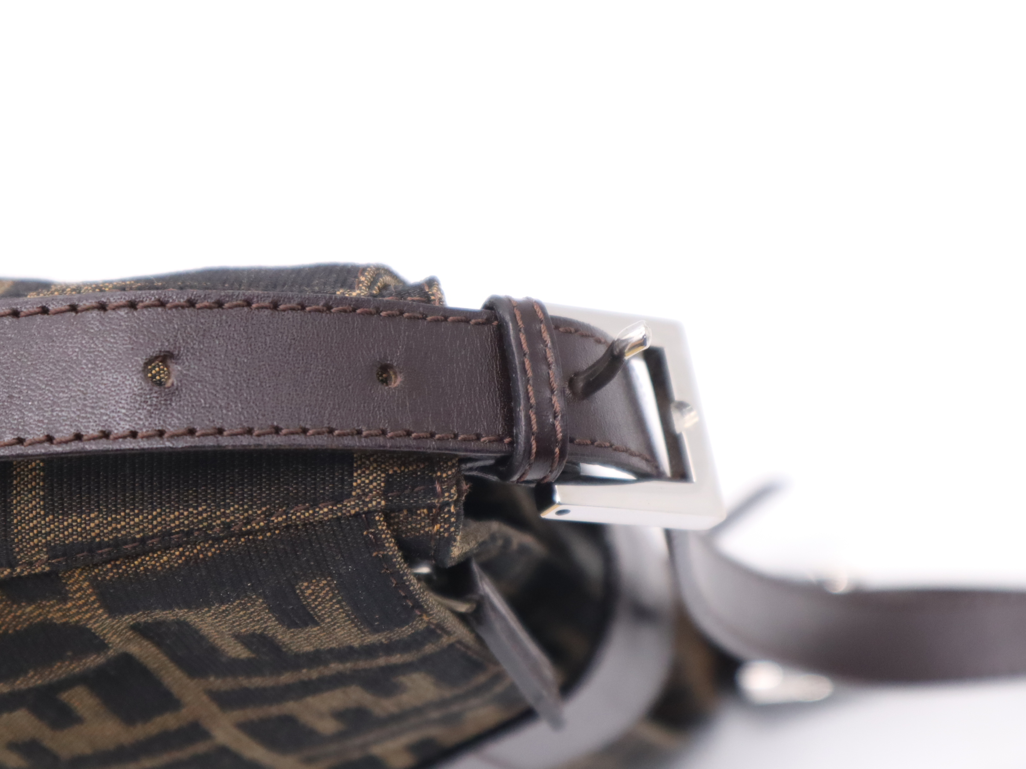 Zucca One-Shoulder Bag, Brown/Black, Silver Hardware, with Dust Bag. — view 8