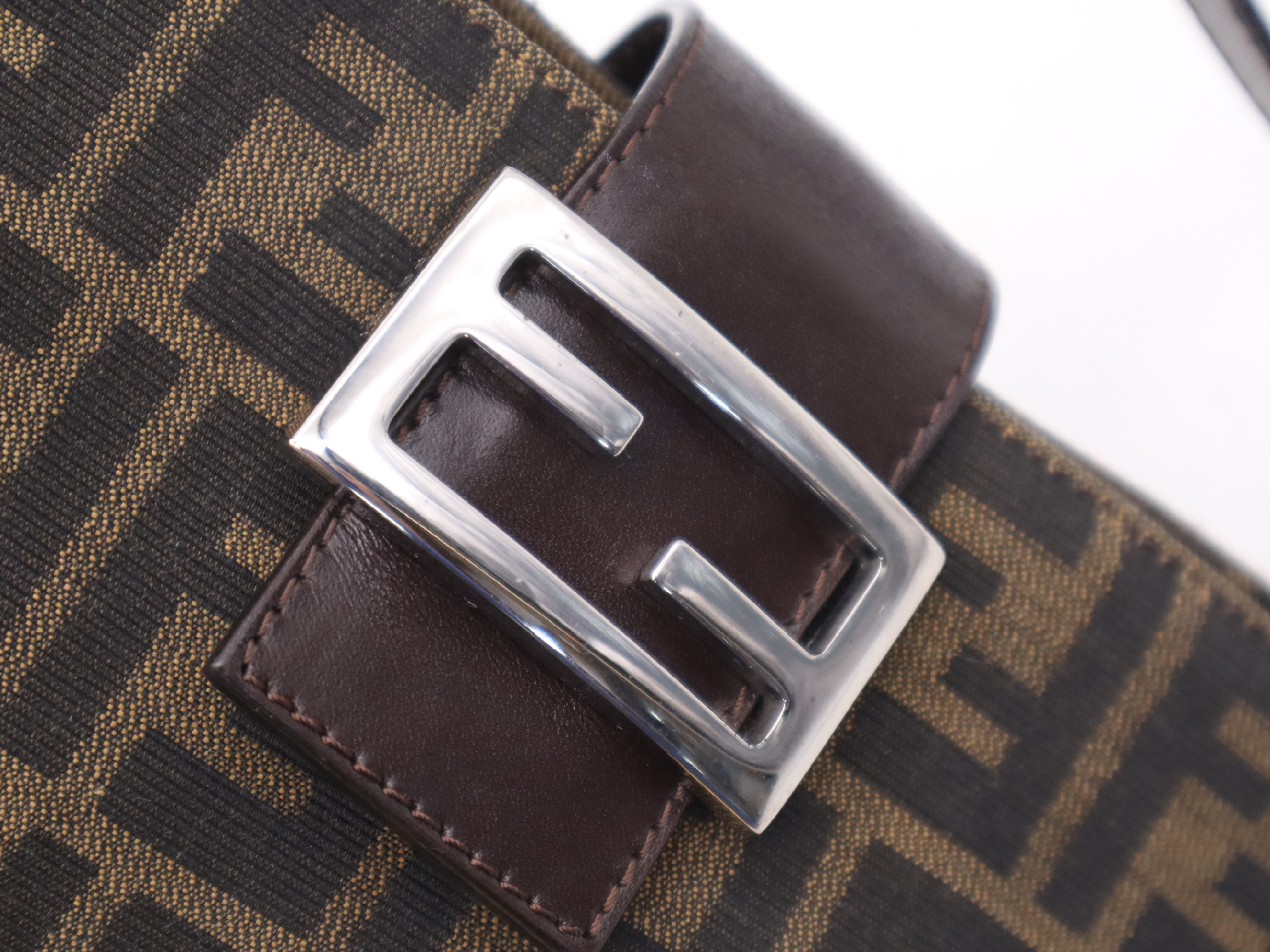 Zucca One-Shoulder Bag, Brown/Black, Silver Hardware, with Dust Bag. — view 9