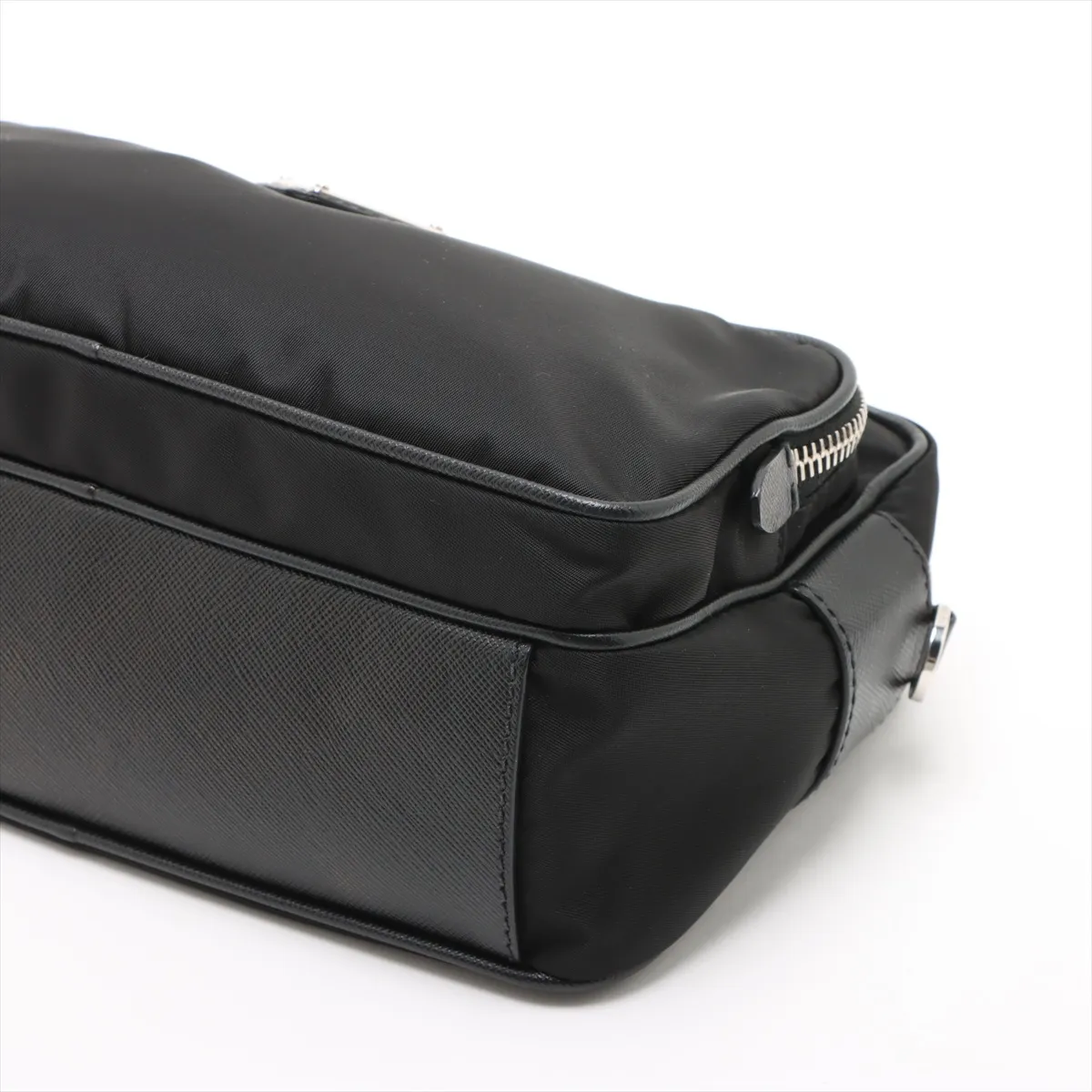 Tessuto Nylon x Leather Shoulder Bag Black — view 3