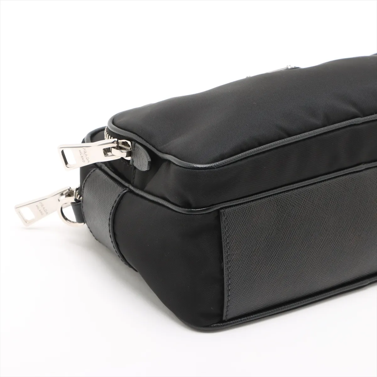 Tessuto Nylon x Leather Shoulder Bag Black — view 4