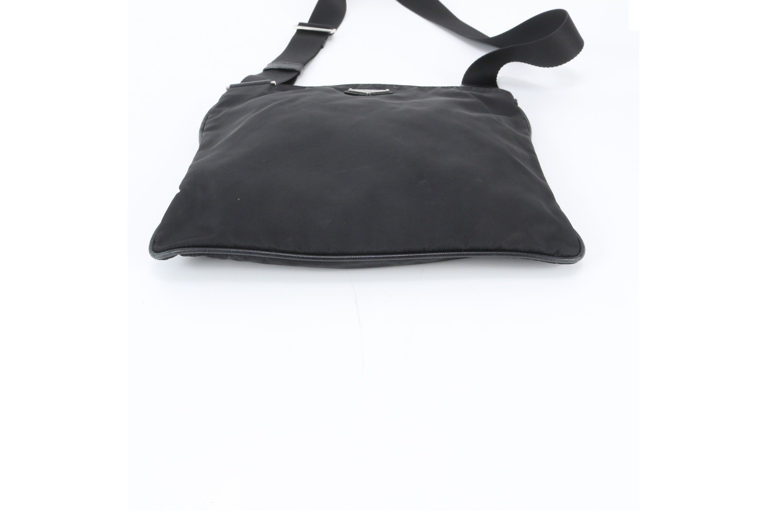 Tessuto Nylon Triangle Logo Leather Shoulder Bag — view 6