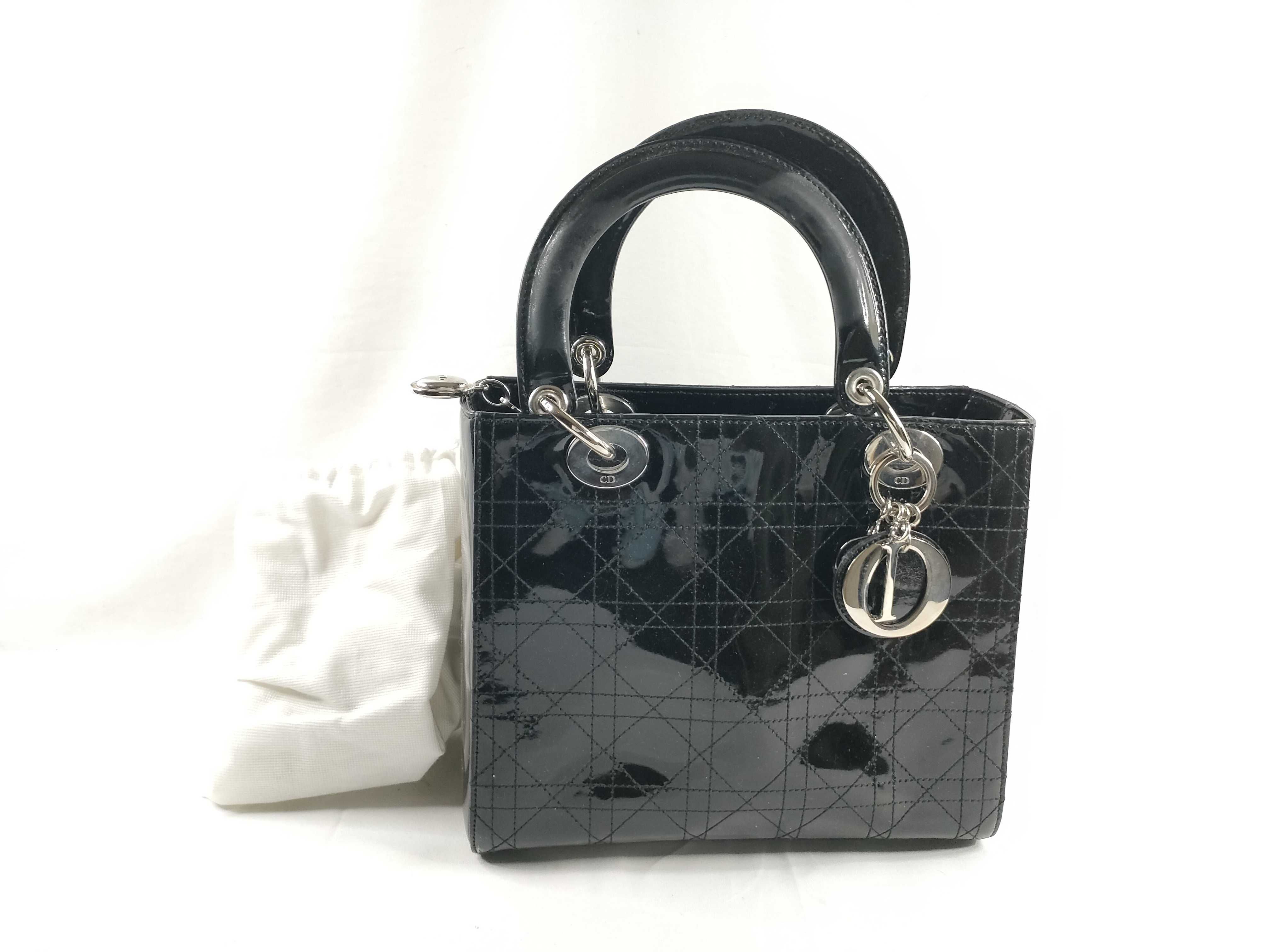 Christian Cannage Patent 2-Way Handbag