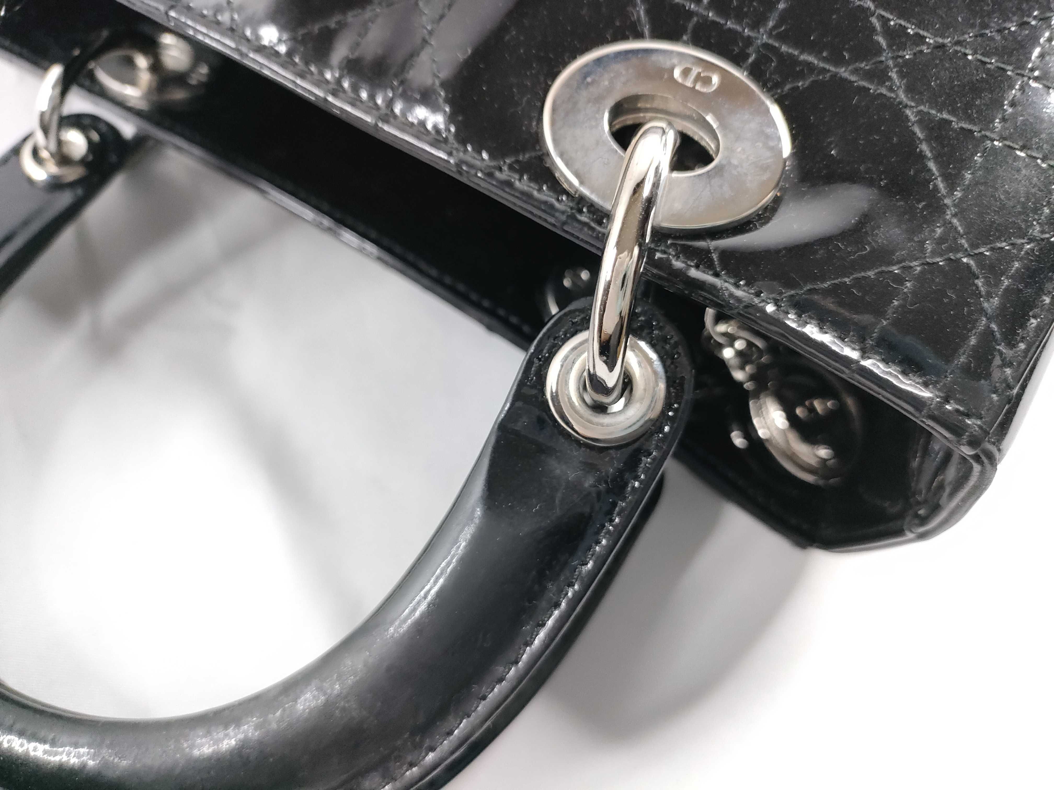 Christian Cannage Patent 2-Way Handbag — view 8