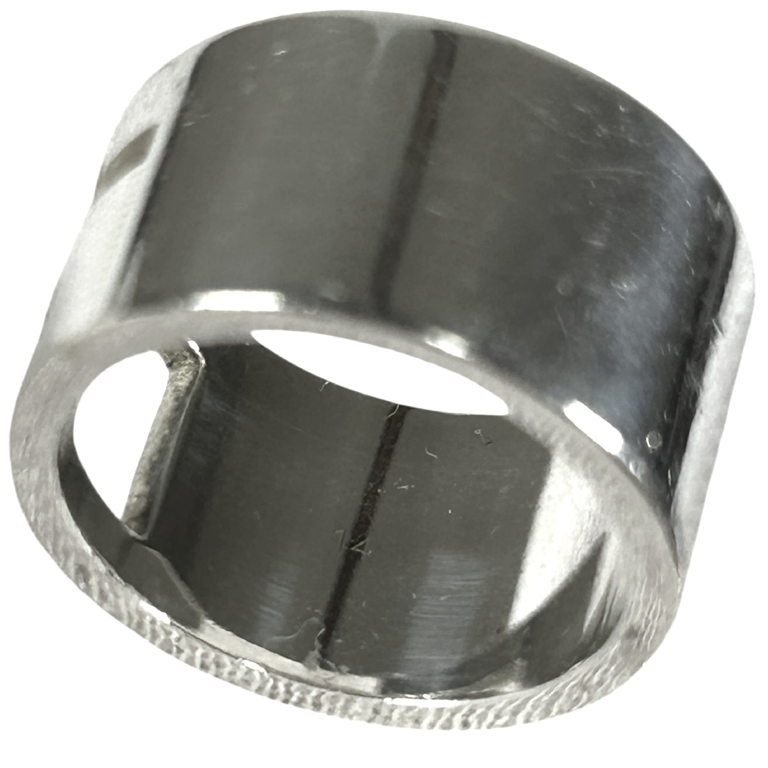 ring, G logo cutout, branded G, sterling silver 925, wide, size 12.5 (marked 14), 10.4g. — view 8