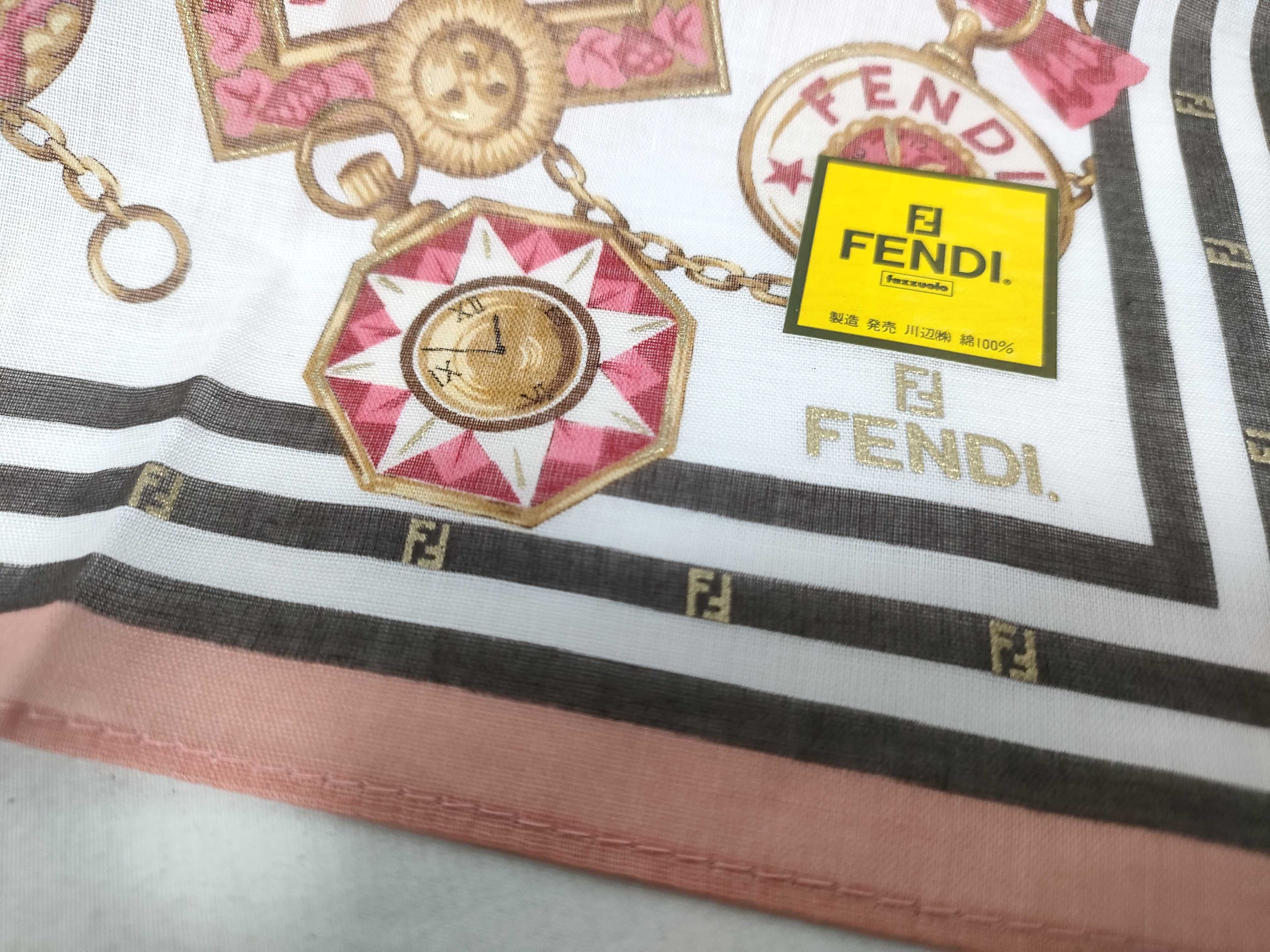 handkerchief scarf with sticker, clock pattern, checkerboard, pink, and other accessories. — view 3