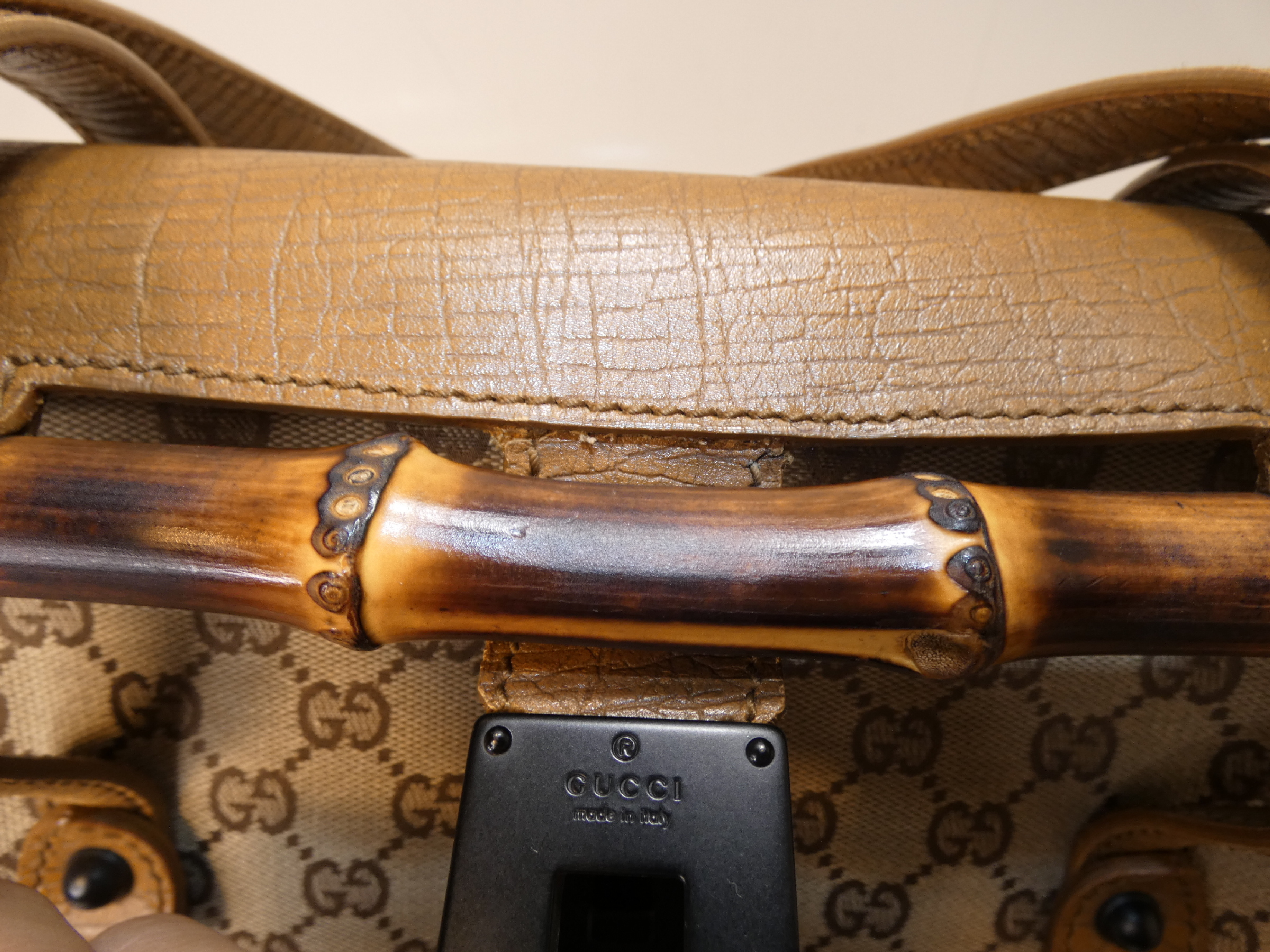 Bamboo Lock GG Canvas Shoulder Handbag — view 5