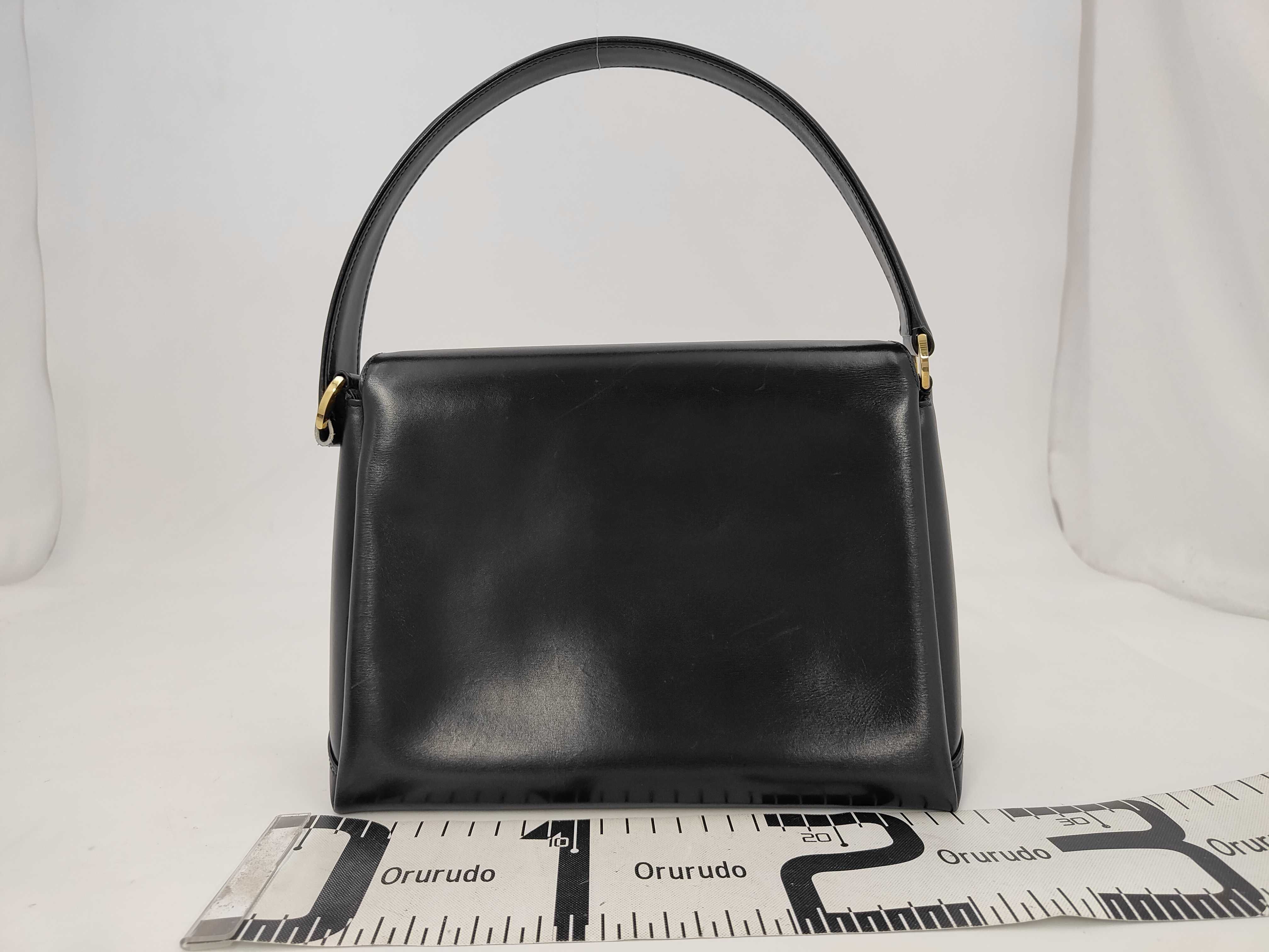 Old Leather Handbag with Flap, Black, Vintage Gucci Handbag — view 2