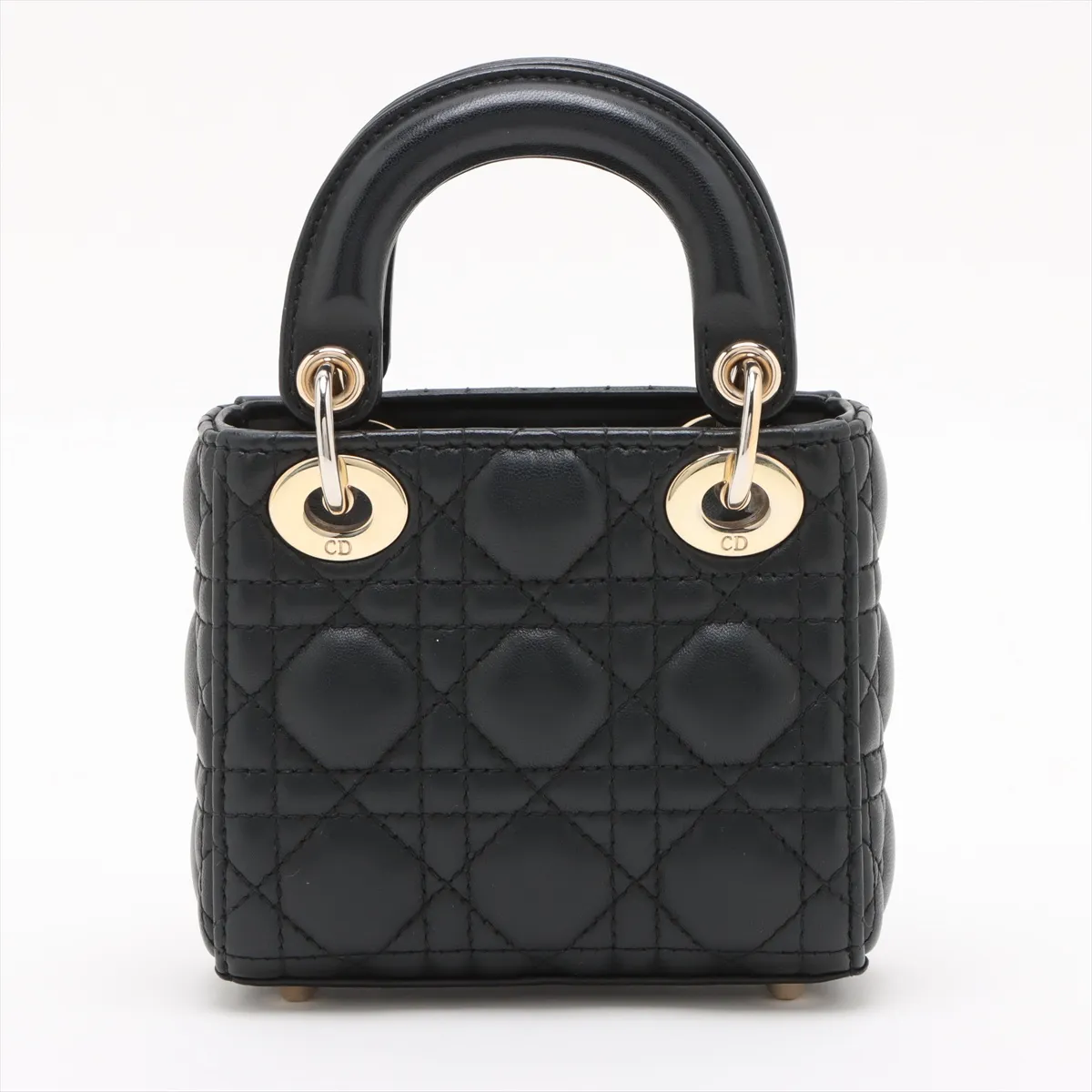Cannage Lady Dior Micro Leather 2WAY Handbag Black — view 2