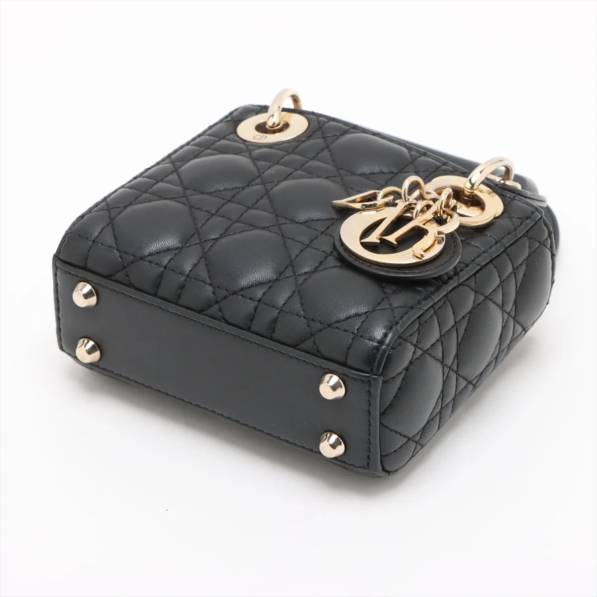 Cannage Lady Dior Micro Leather 2WAY Handbag Black — view 3