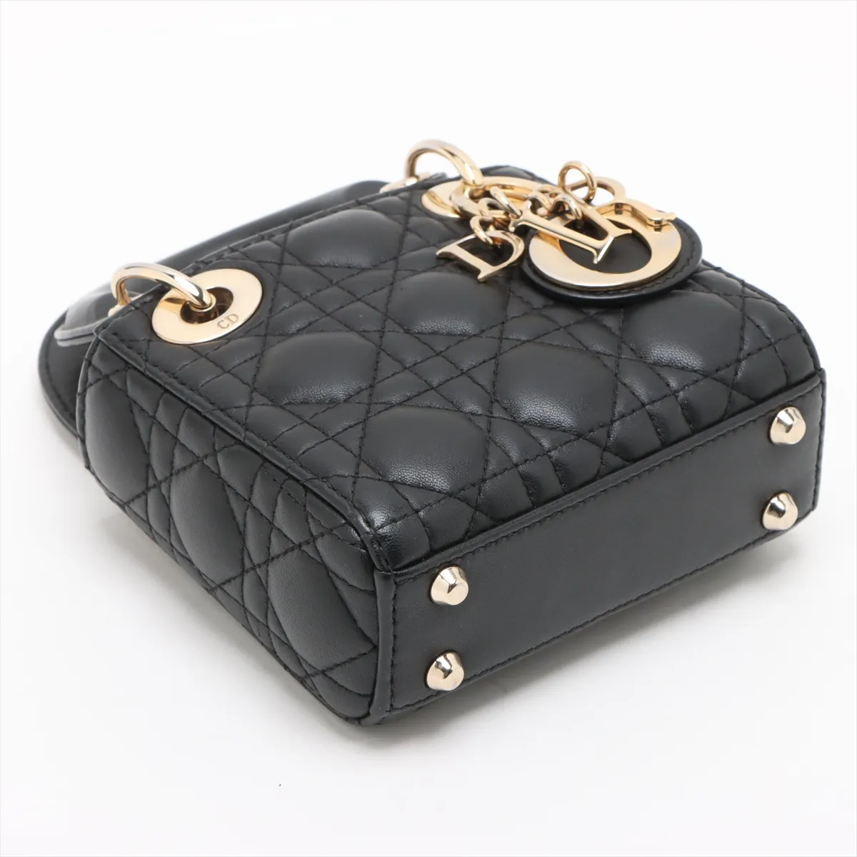 Cannage Lady Dior Micro Leather 2WAY Handbag Black — view 4