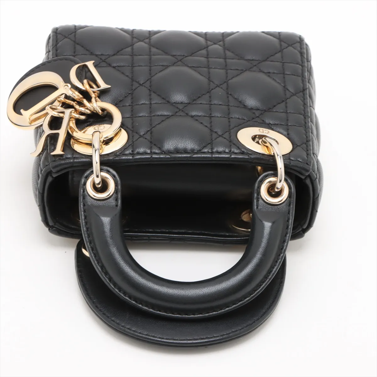 Cannage Lady Dior Micro Leather 2WAY Handbag Black — view 5