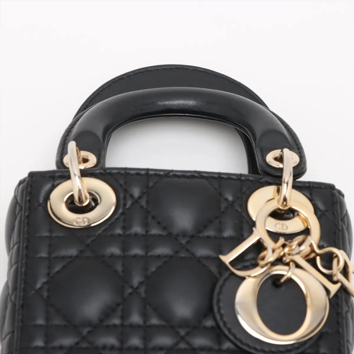Cannage Lady Dior Micro Leather 2WAY Handbag Black — view 6
