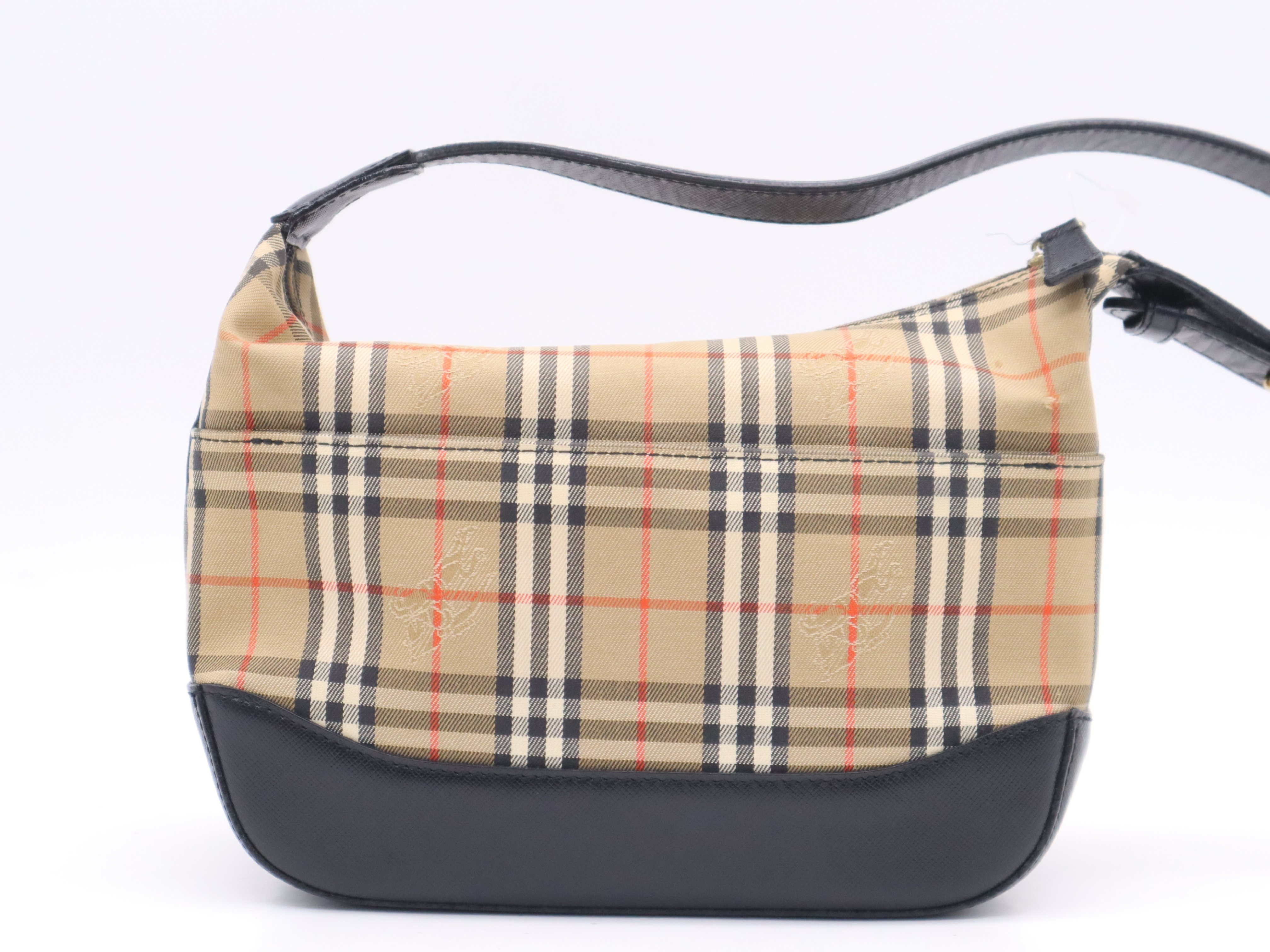 Canvas x Leather Nova Check Shoulder Bag, Beige, Gold Hardware — view 2