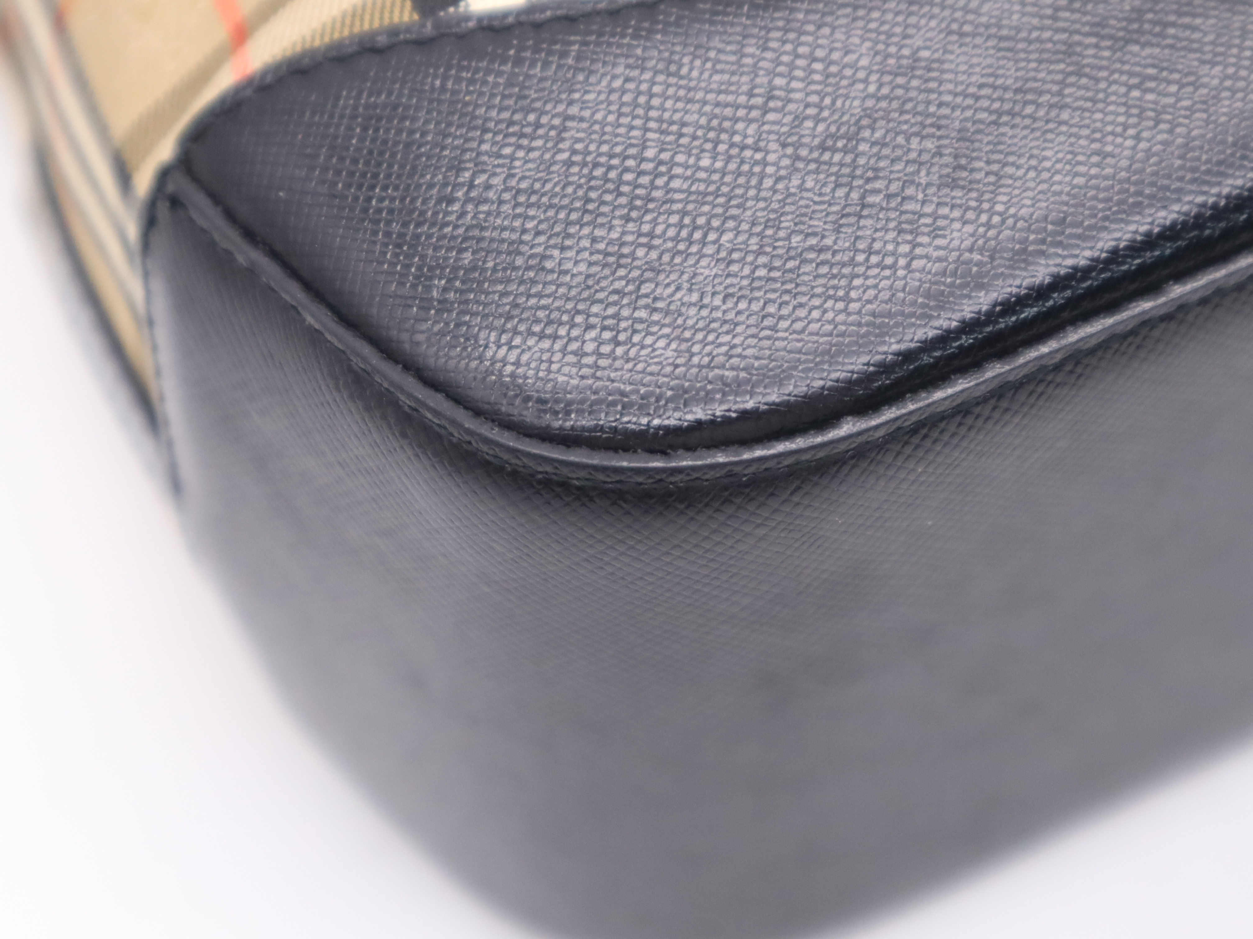 Canvas x Leather Nova Check Shoulder Bag, Beige, Gold Hardware — view 9
