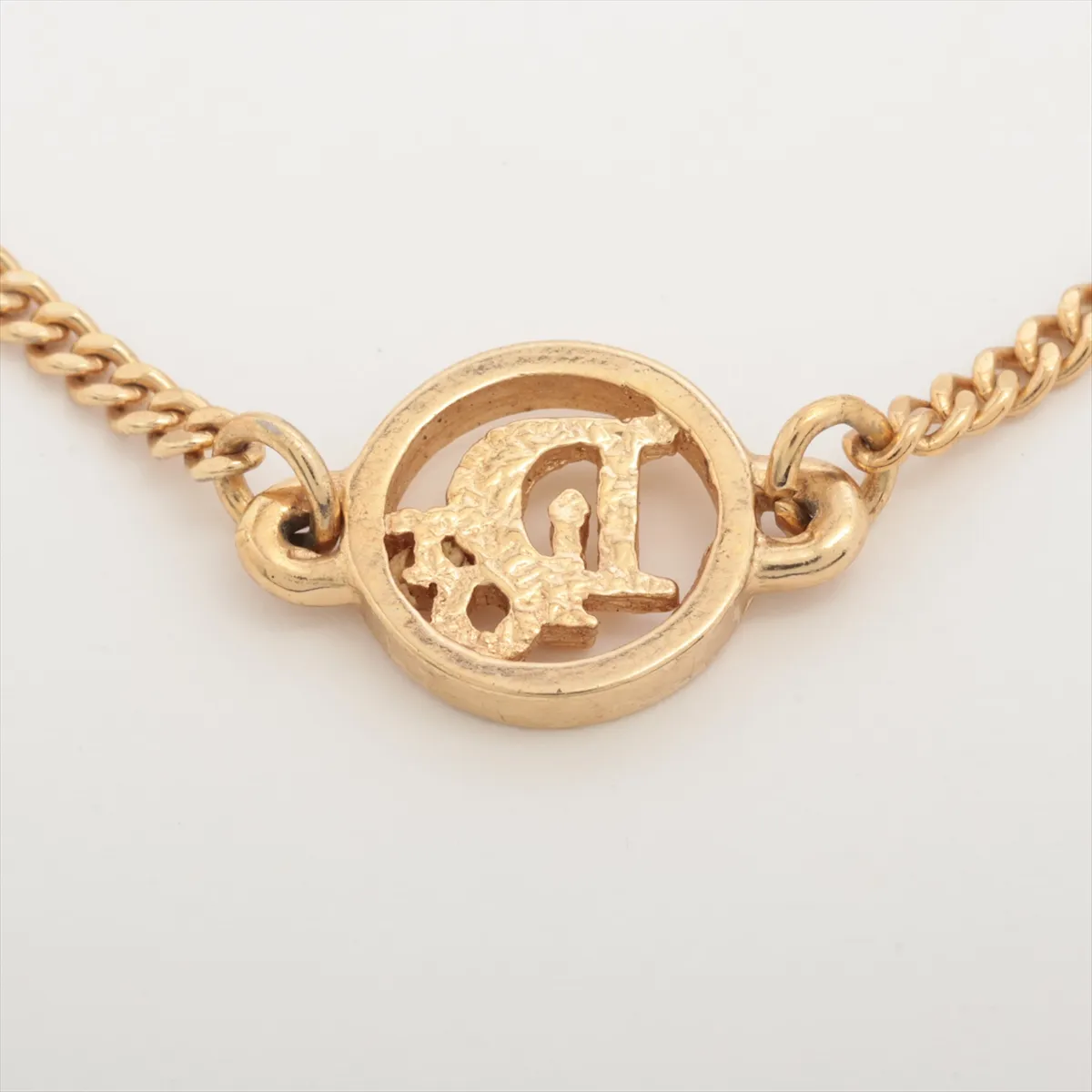 logo bracelet, gold plated with rhinestones. Shows signs of wear, — view 3