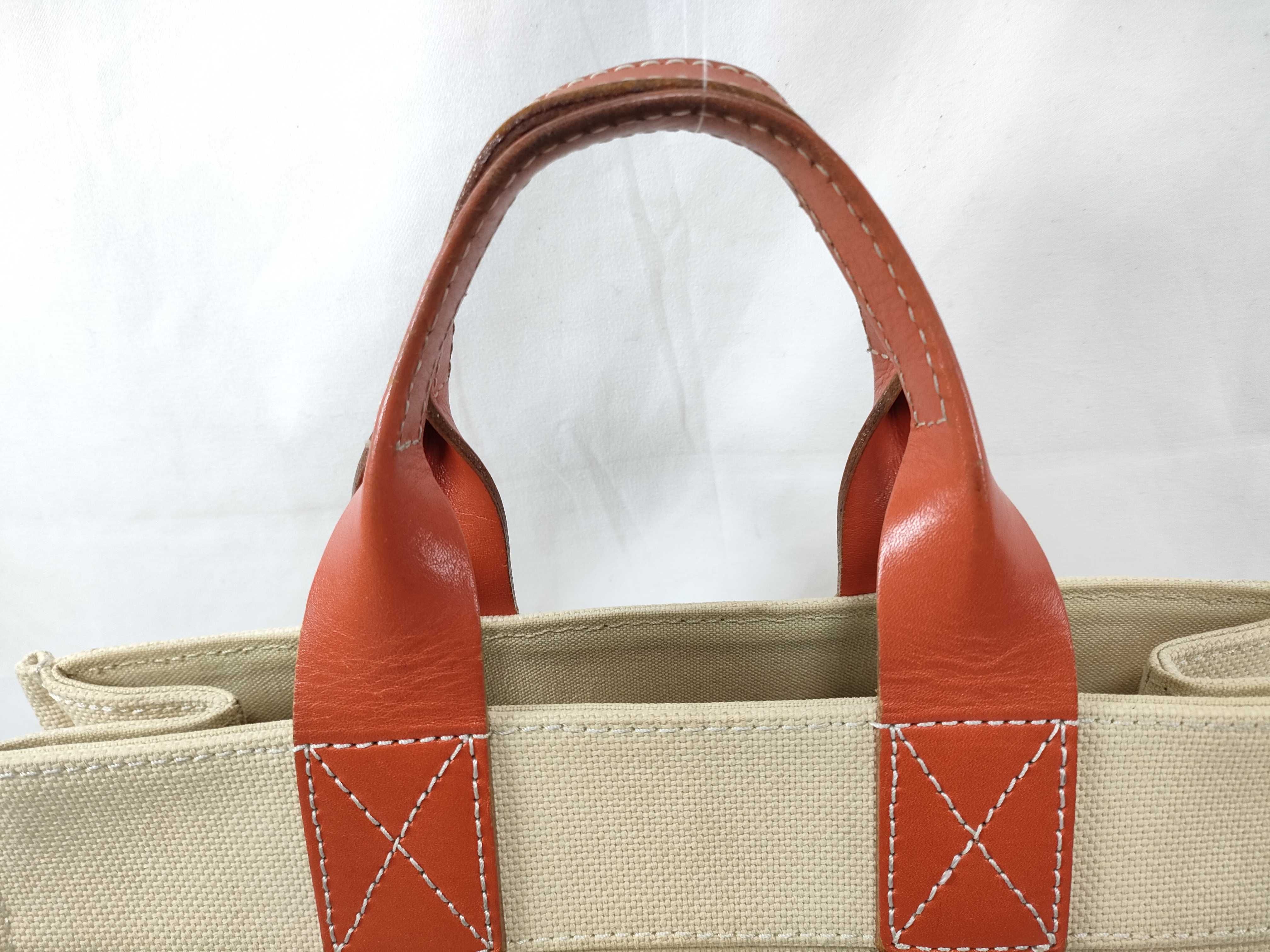 handbag, canvas, beige and orange tote bag — view 3