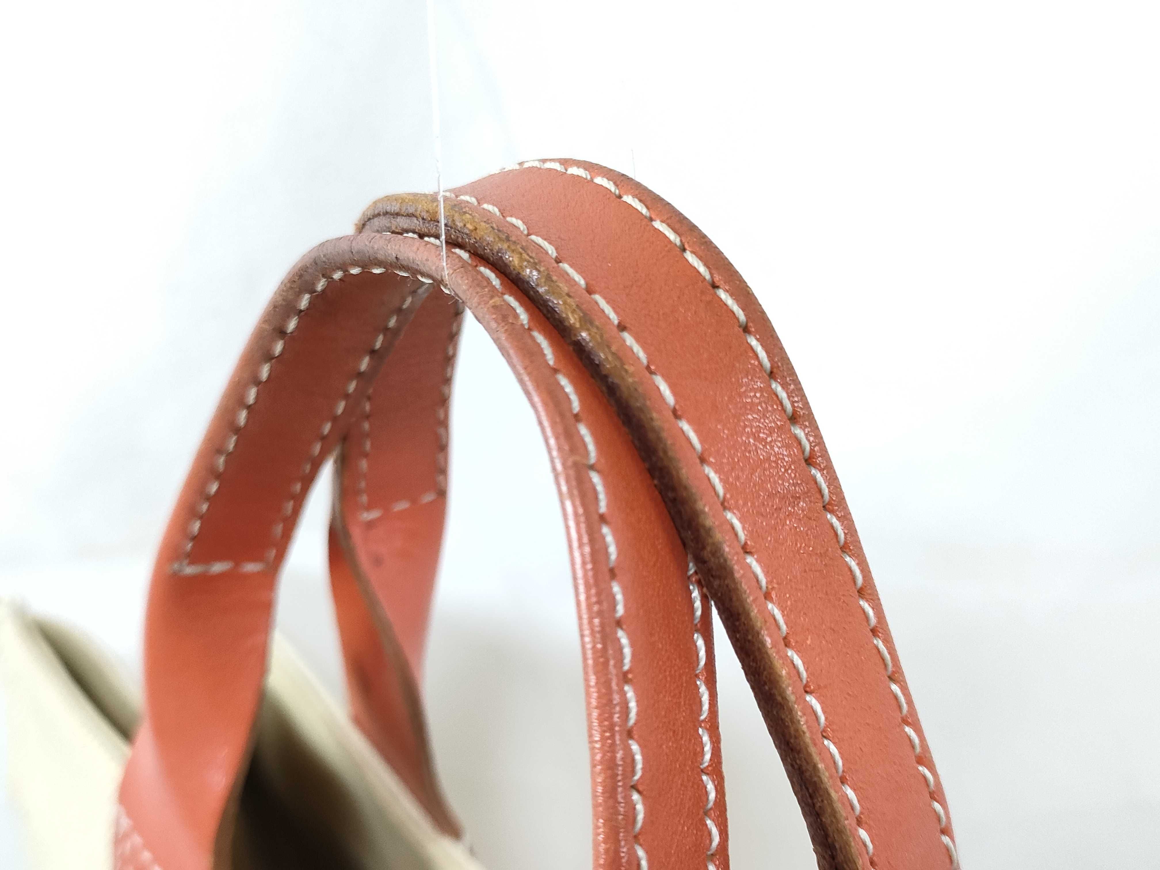 handbag, canvas, beige and orange tote bag — view 5