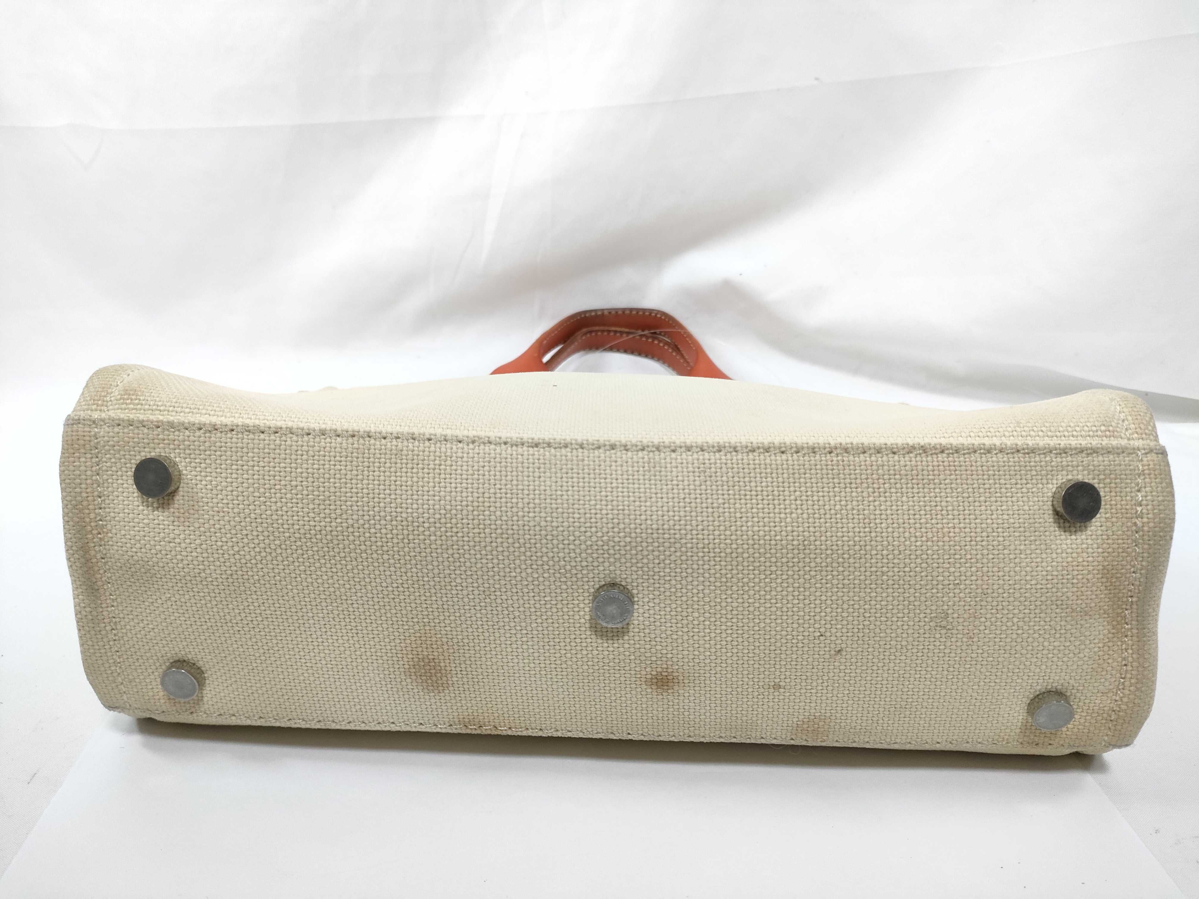 handbag, canvas, beige and orange tote bag — view 6
