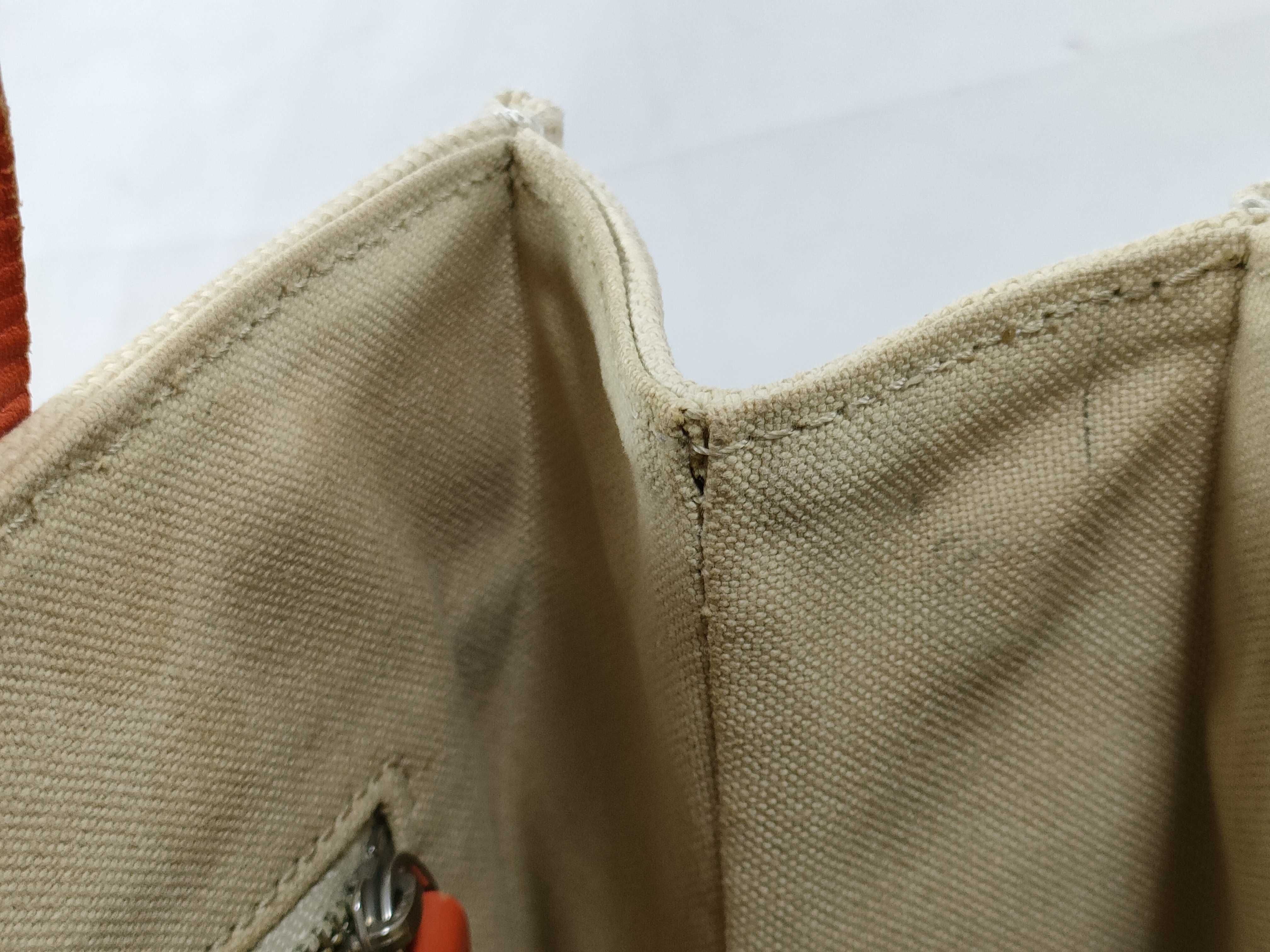 handbag, canvas, beige and orange tote bag — view 10