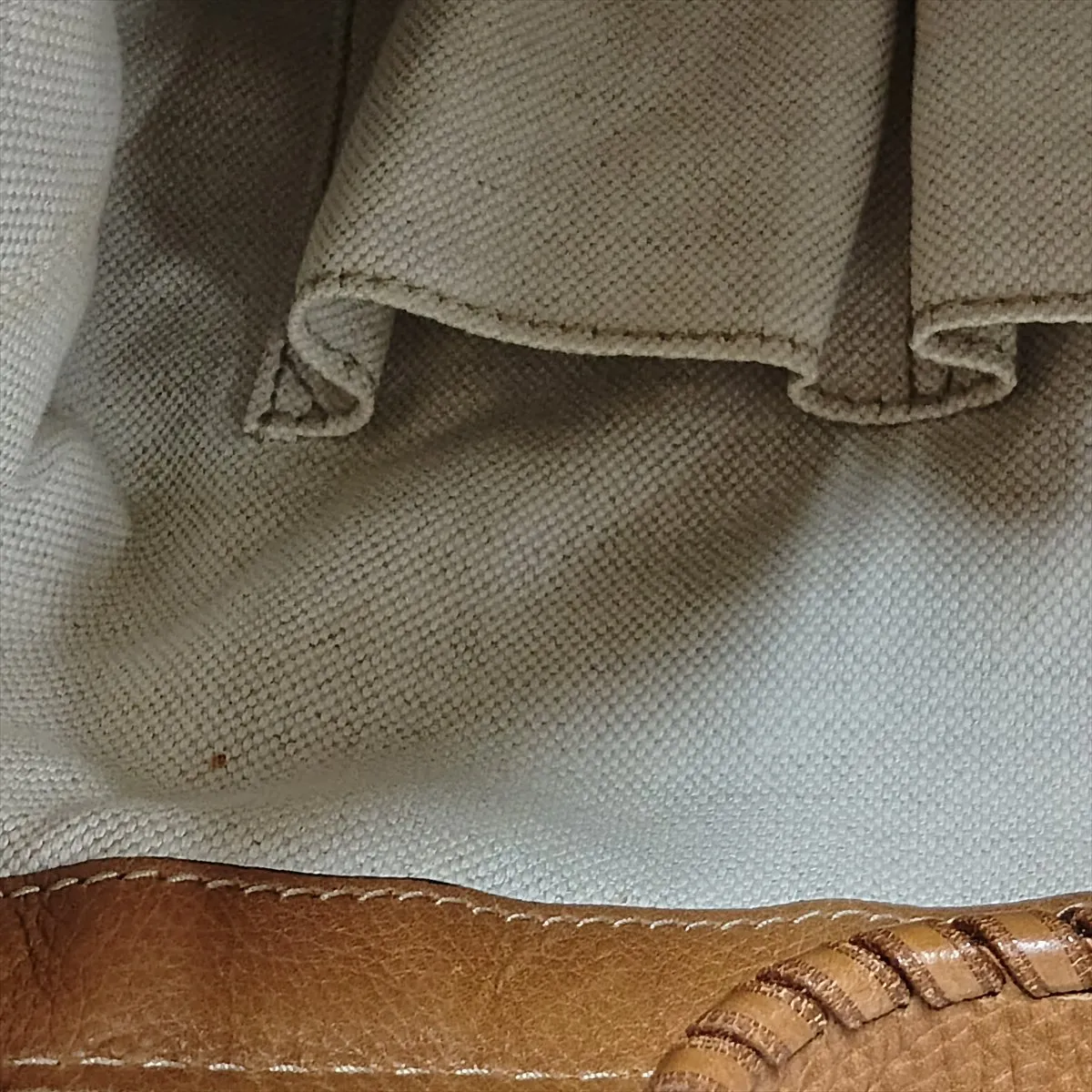 Diamante Jackie Canvas x Leather Shoulder Bag, Beige x Brown, 246907 — view 10