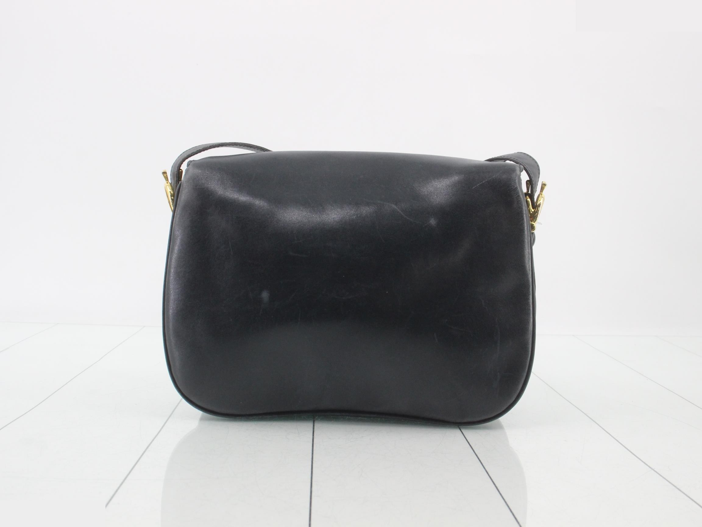 Shoulder bag, leather, navy — view 2