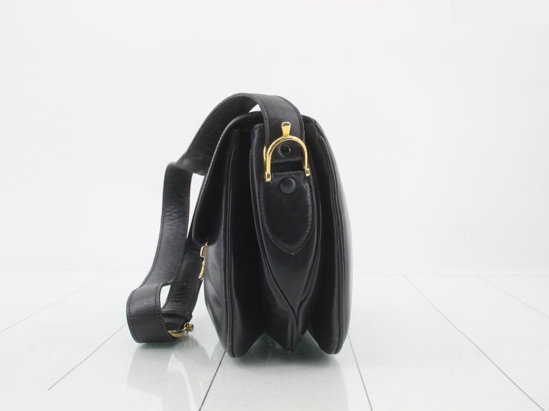 Shoulder bag, leather, navy — view 3