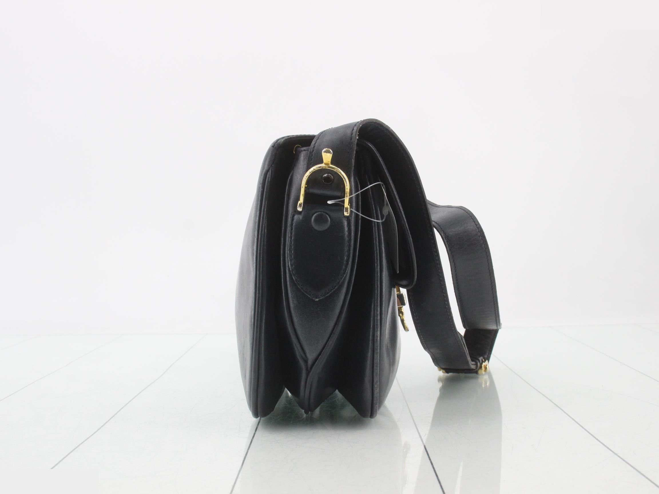 Shoulder bag, leather, navy — view 4