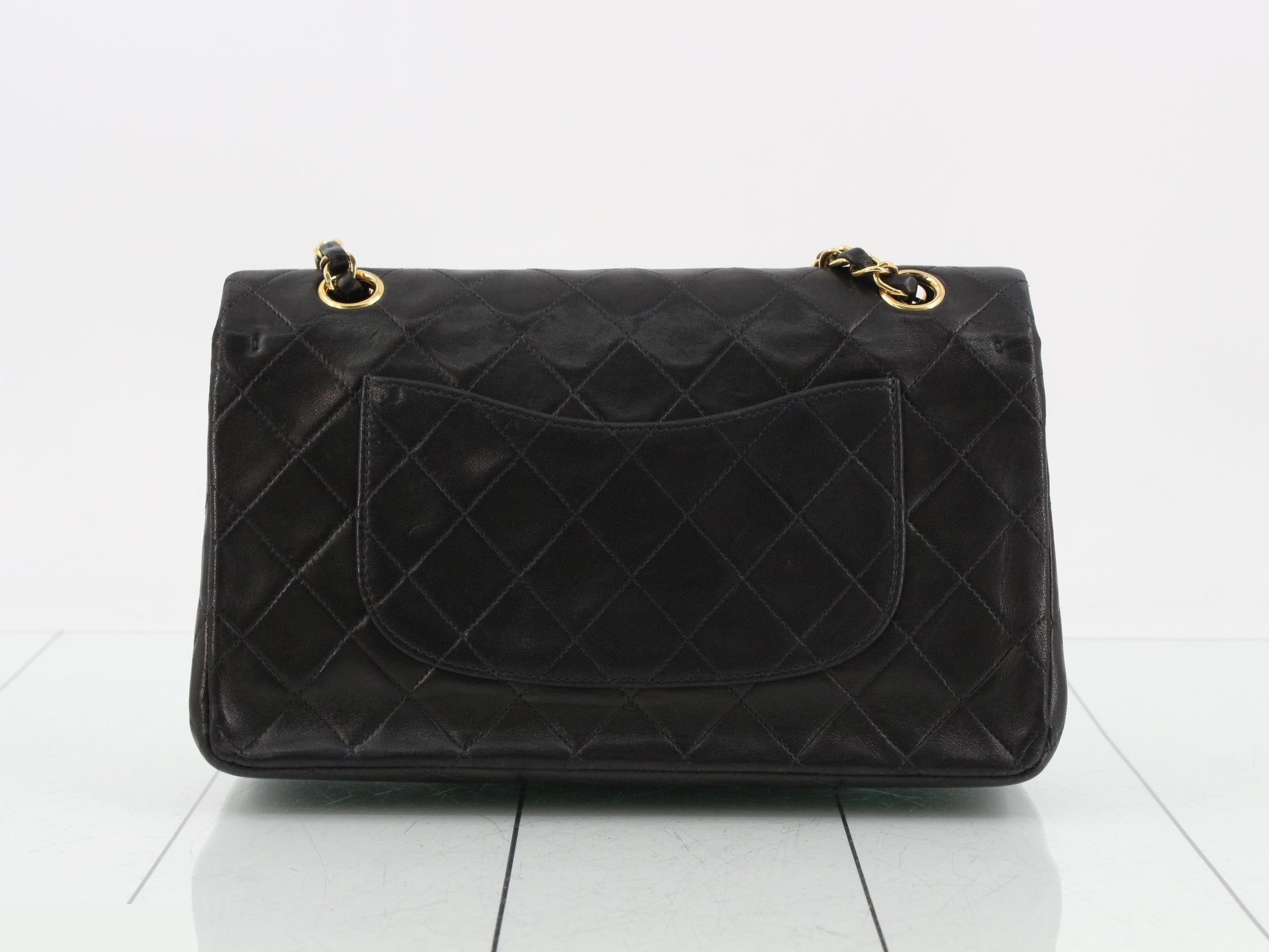 Matelassé Lambskin Double Flap Shoulder Bag, Black — view 2