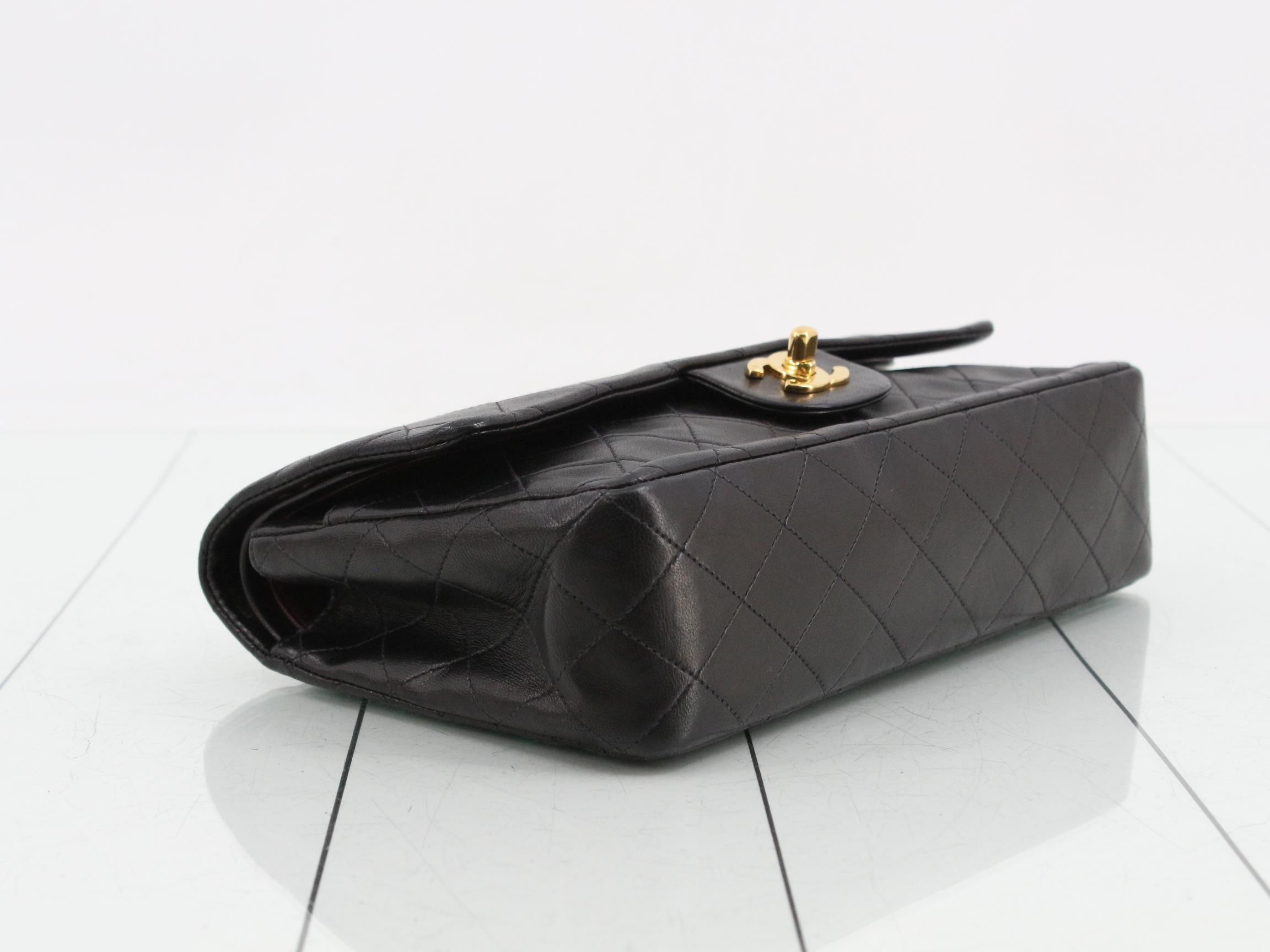 Matelassé Lambskin Double Flap Shoulder Bag, Black — view 5