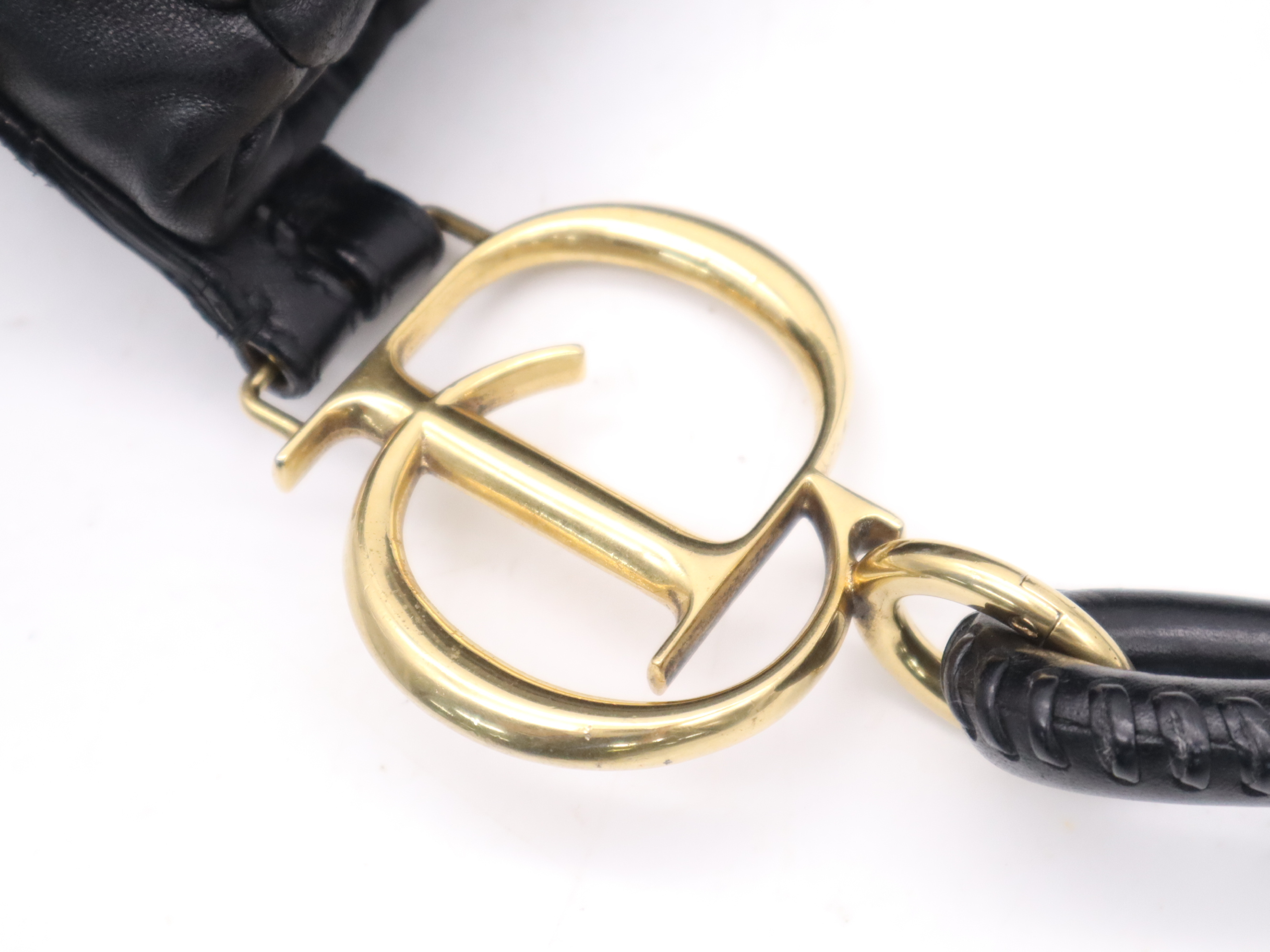Leather Pleated Hobo Tote Bag, Black with Gold Hardware — view 7