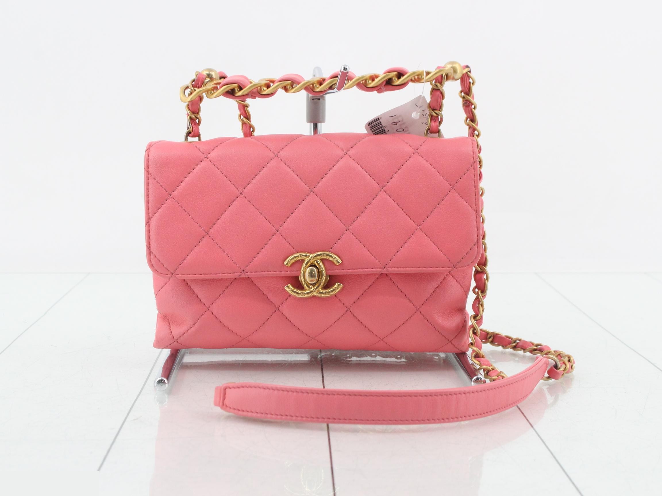 Matelassé Shoulder Bag, Lambskin, Rose Pink, Random Plate