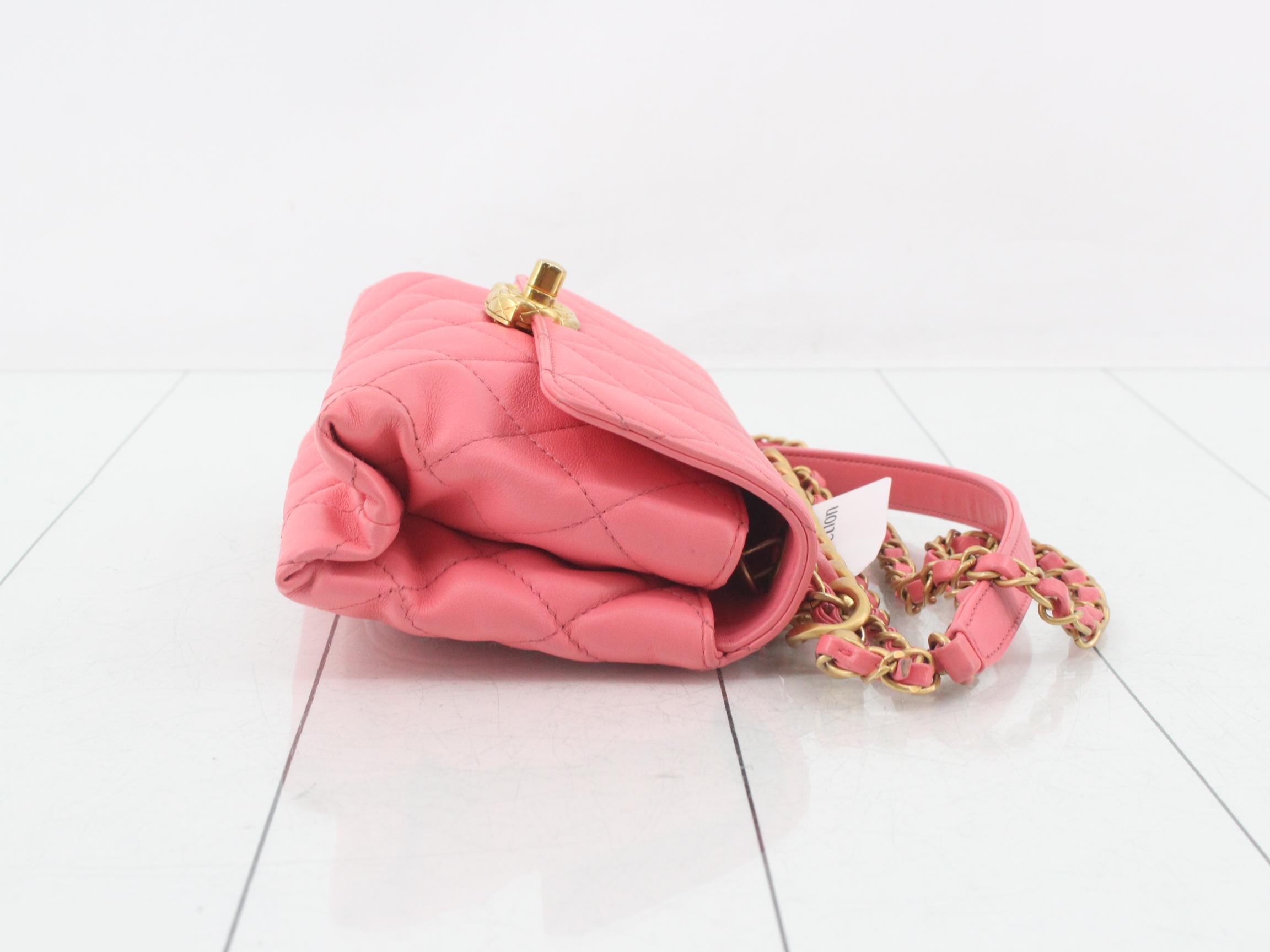 Matelassé Shoulder Bag, Lambskin, Rose Pink, Random Plate — view 3