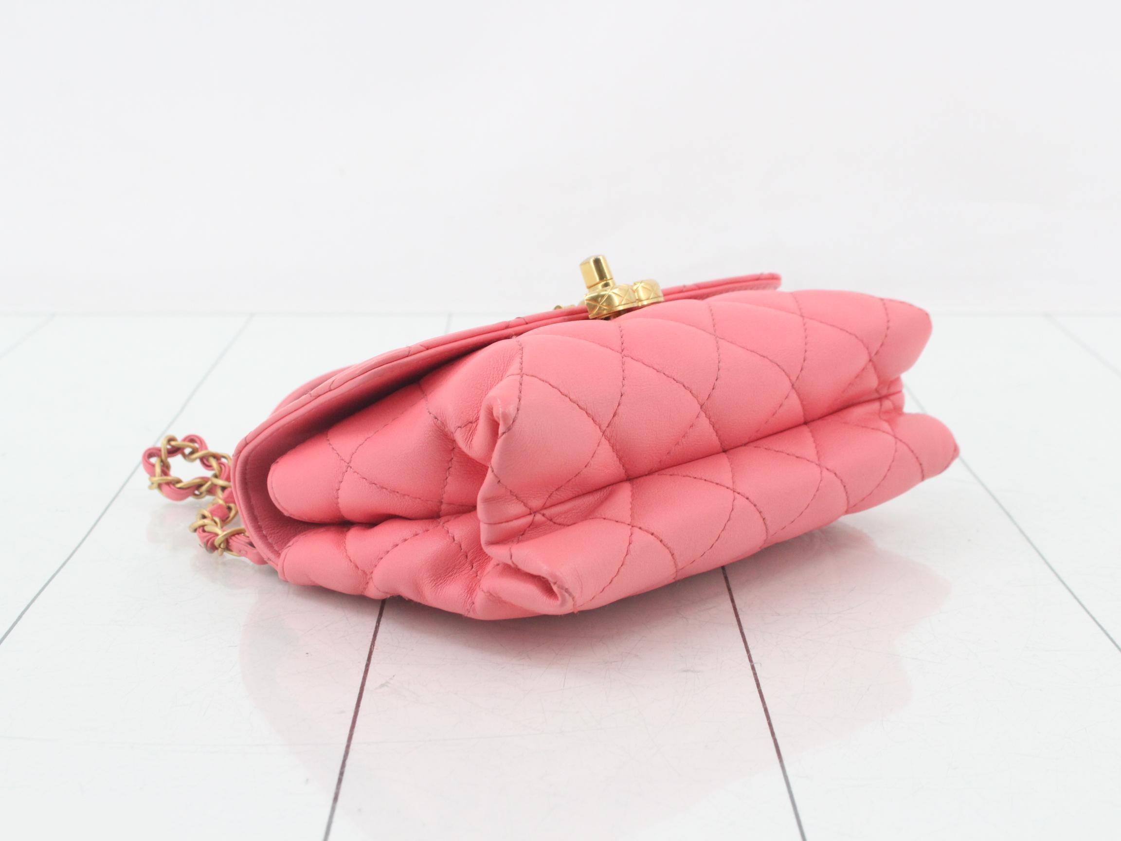 Matelassé Shoulder Bag, Lambskin, Rose Pink, Random Plate — view 5